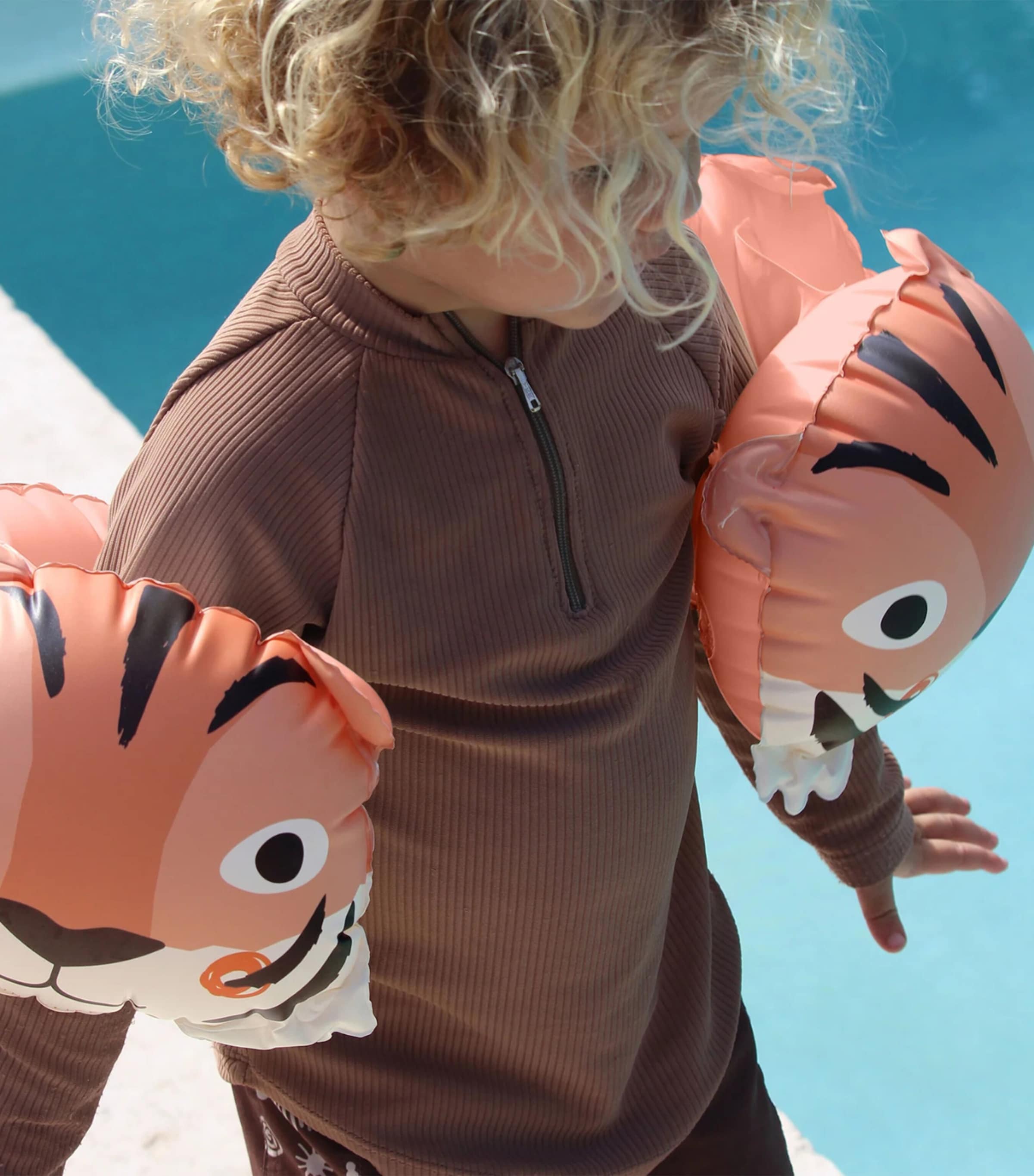 Sunnylife Kids Inflatable Tino the Tiger Armbands Orange Image 2
