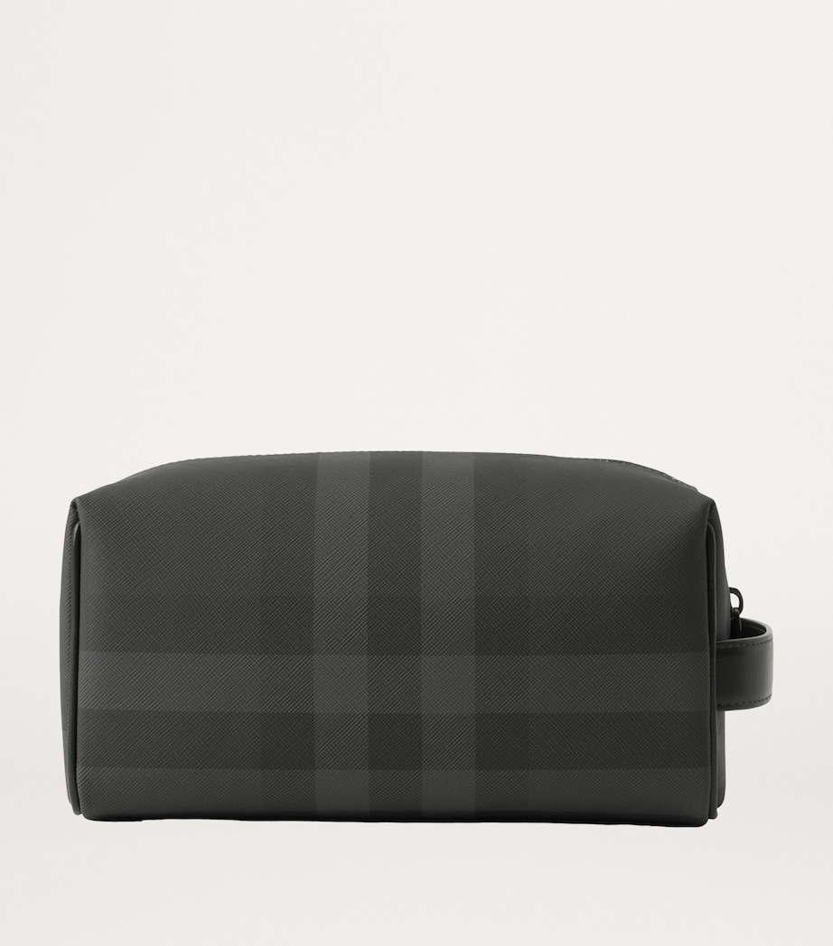 Leather-Trim Check Wash Bag CHARCOAL Image 4