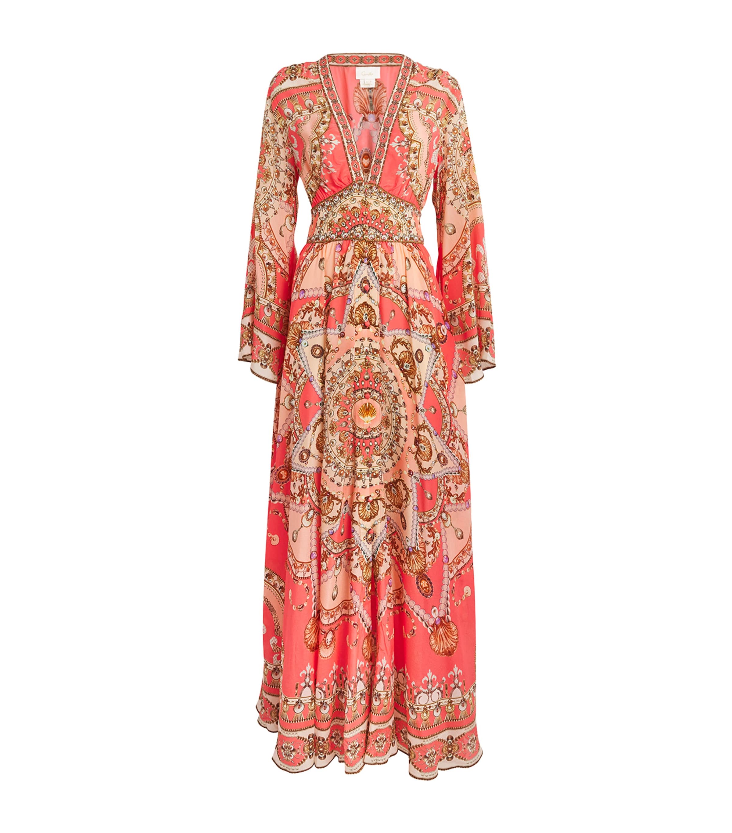 Shop Camilla Silk Printed Crystal-embellished Dress