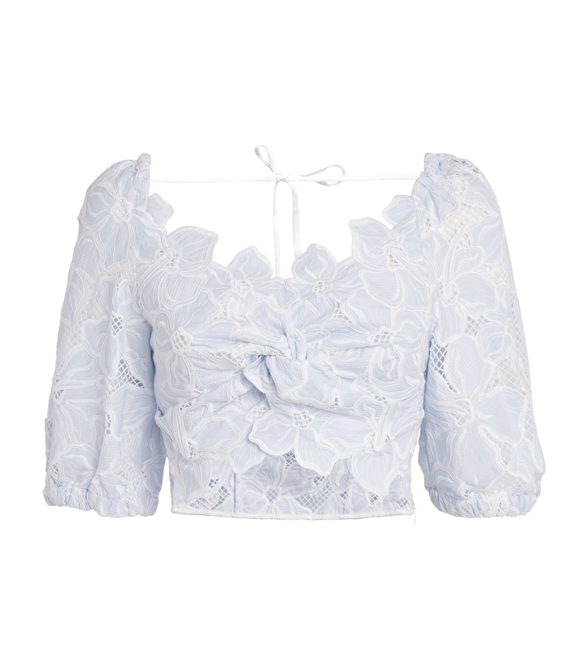 Sandro Roseraie Embroidered Floral Crop Top In White