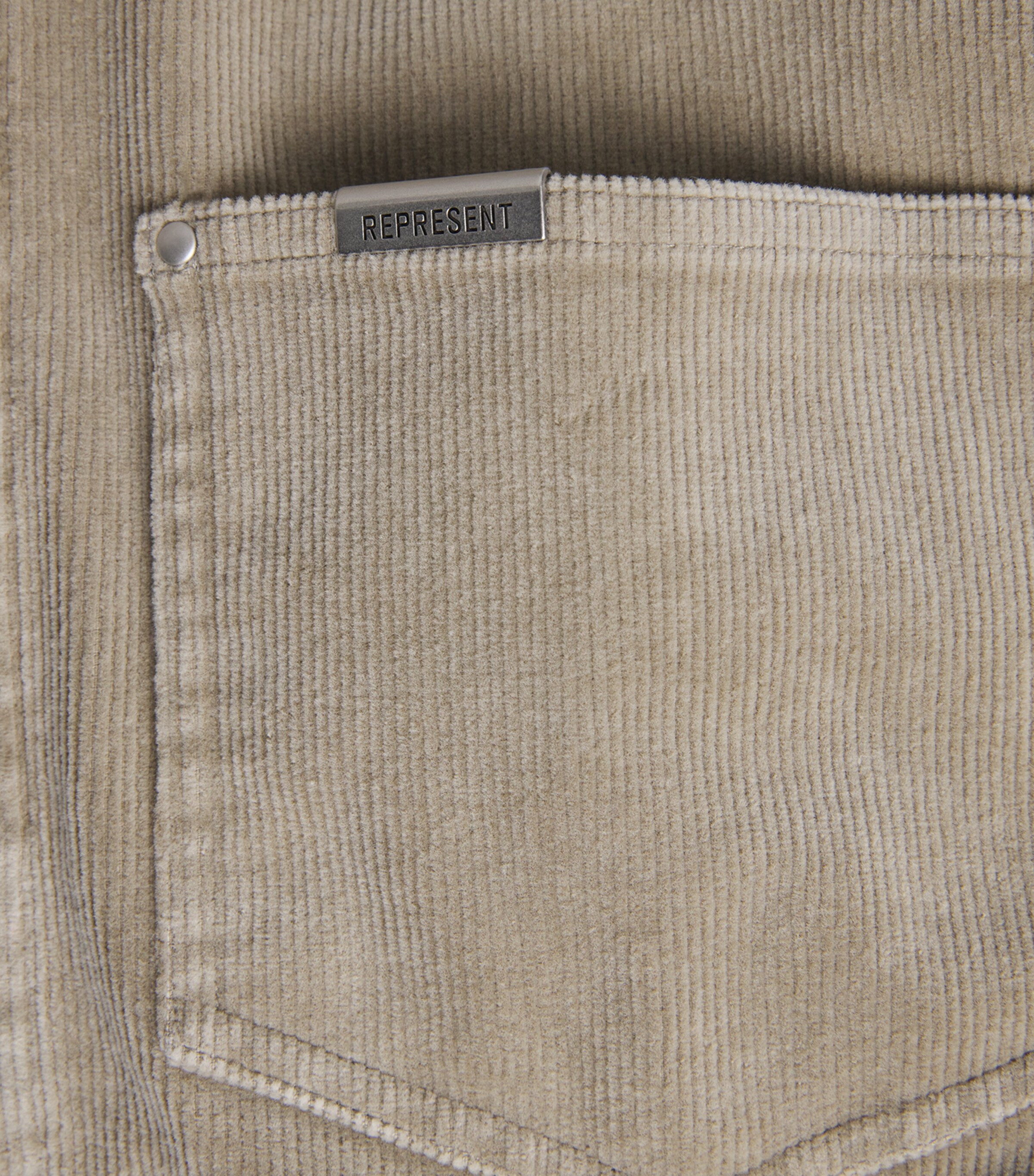 Represent Mens Corduroy Shirt Vintage Khaki Image 6