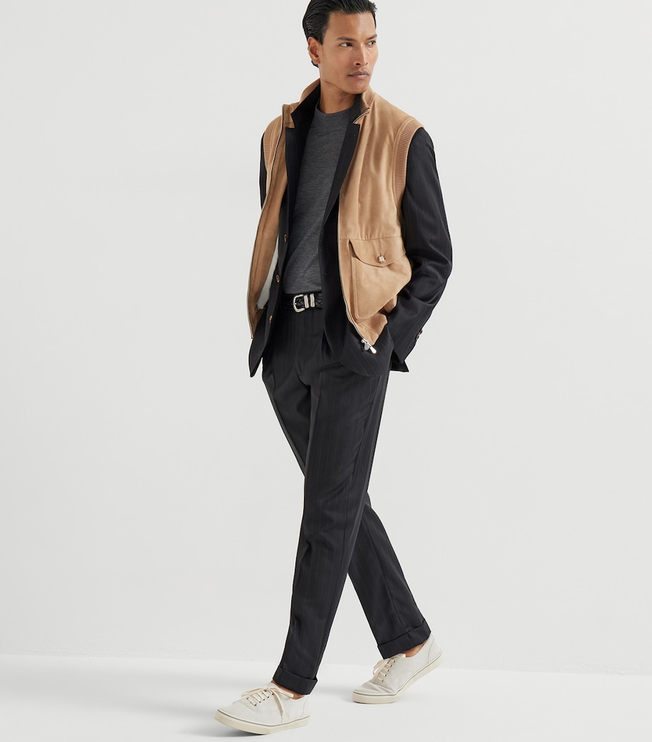Brunello Cucinelli Mens Suede Padded Gilet Image 3