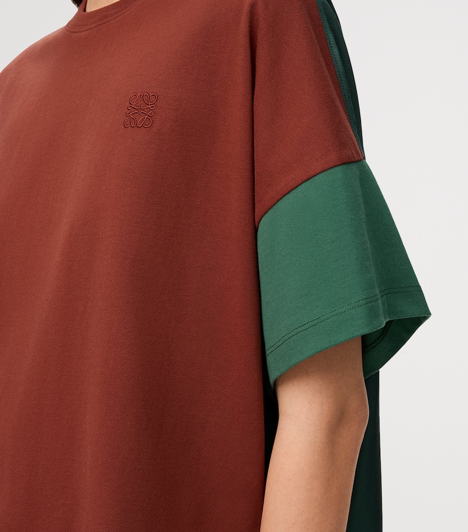 Cotton-Silk Box-Fit T-Shirt BROWN/DARK GREEN Image 5