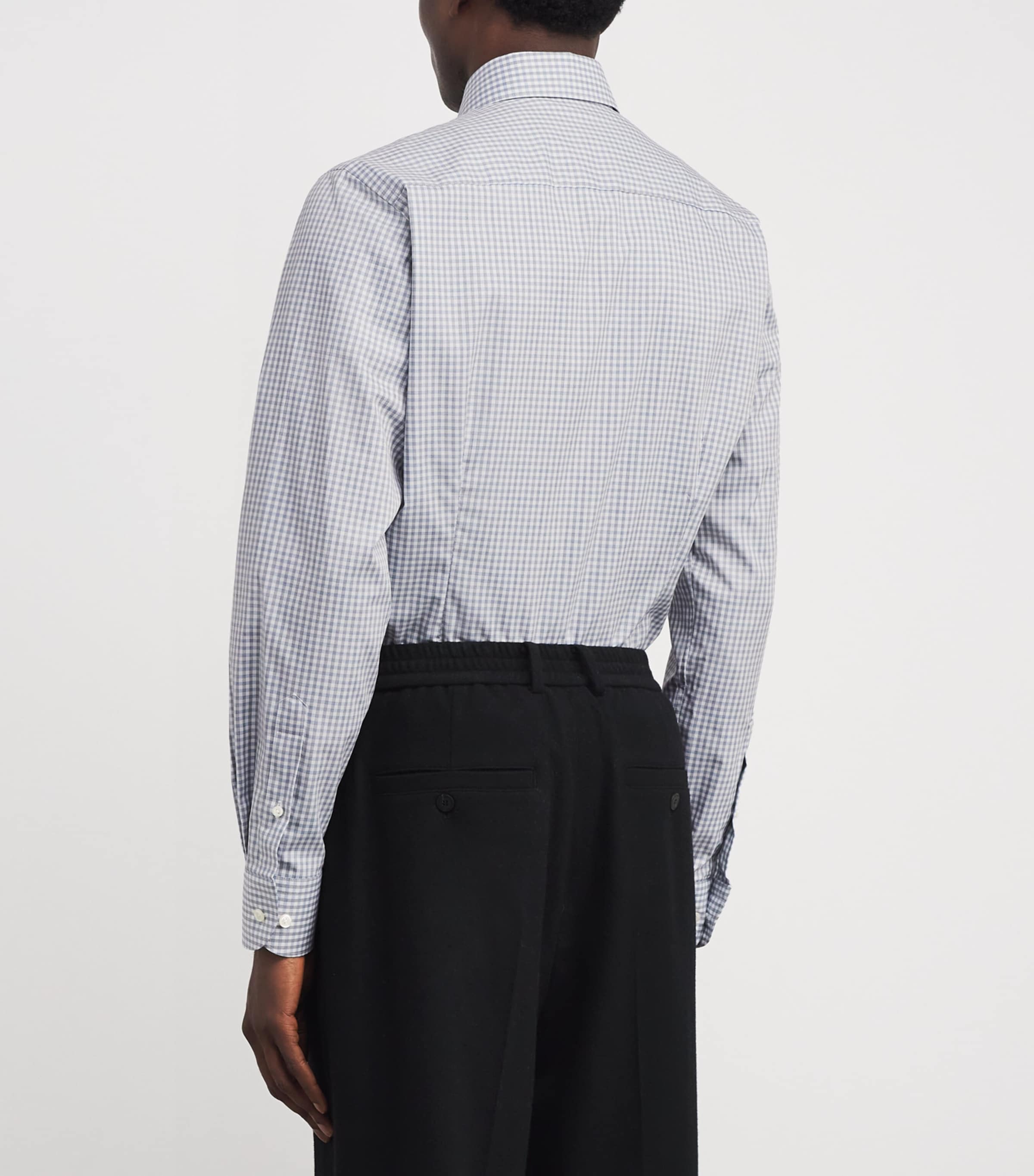 Cotton Twill Melange Check Shirt 24MID BLUE Image 4