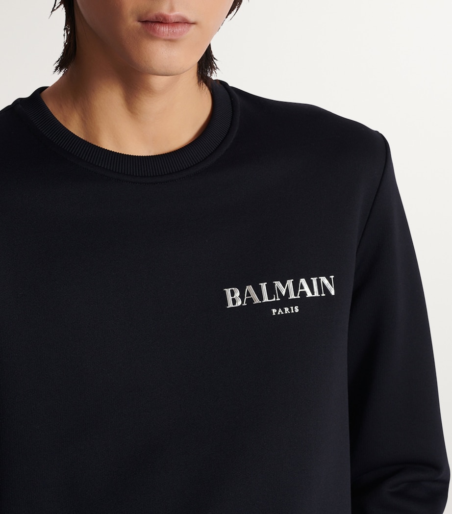 Balmain Mens Jersey Logo Sweatshirt Eac Noir/argent Image 7