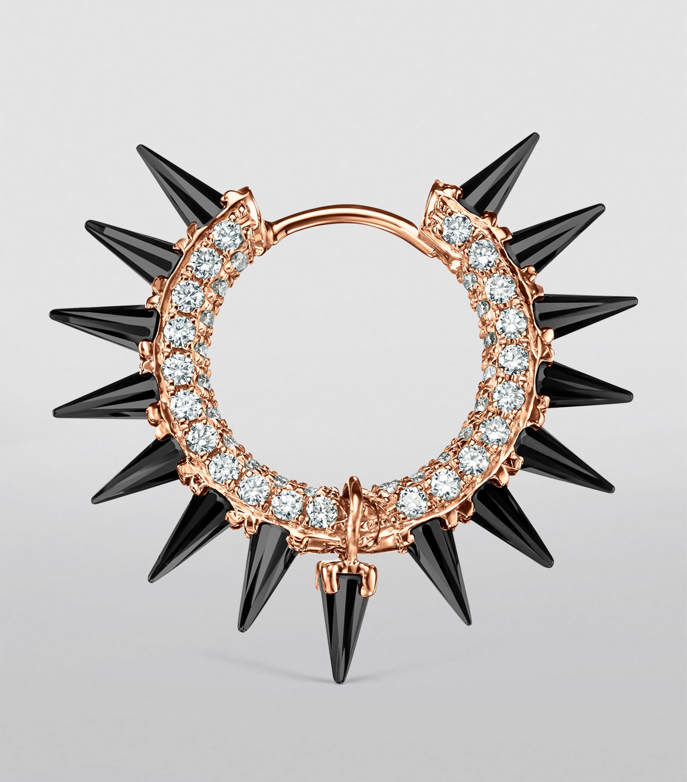 Rose Gold Black Moissanite Mohawk and Diamond Pavé Hoop Earring (9.5mm) ROSE GOLD Image 4