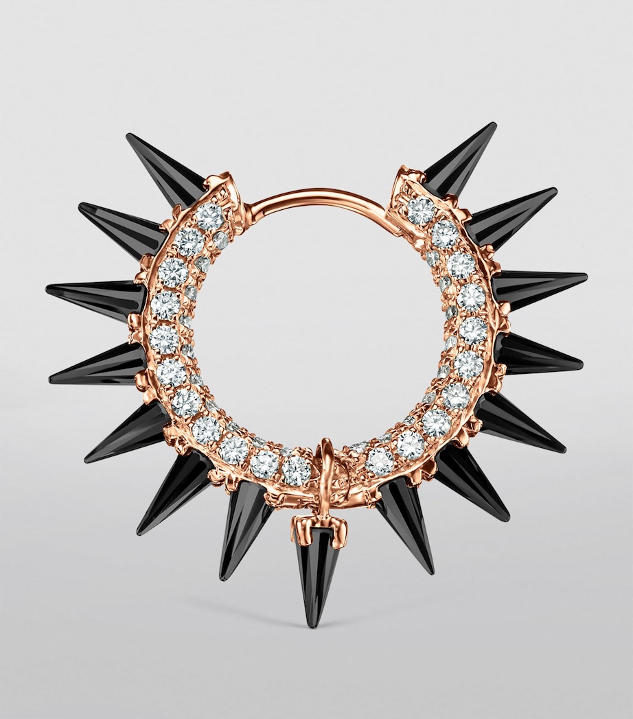 Rose Gold Black Moissanite Mohawk and Diamond Pavé Hoop Earring (9.5mm) ROSE GOLD Image 4