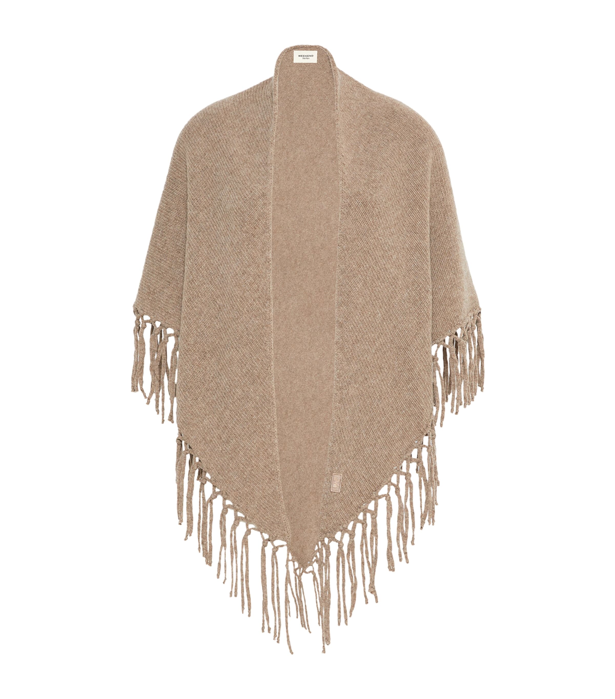 Weekend Max Mara Virgin Wool Fringed Shawl Turtledove Image 1