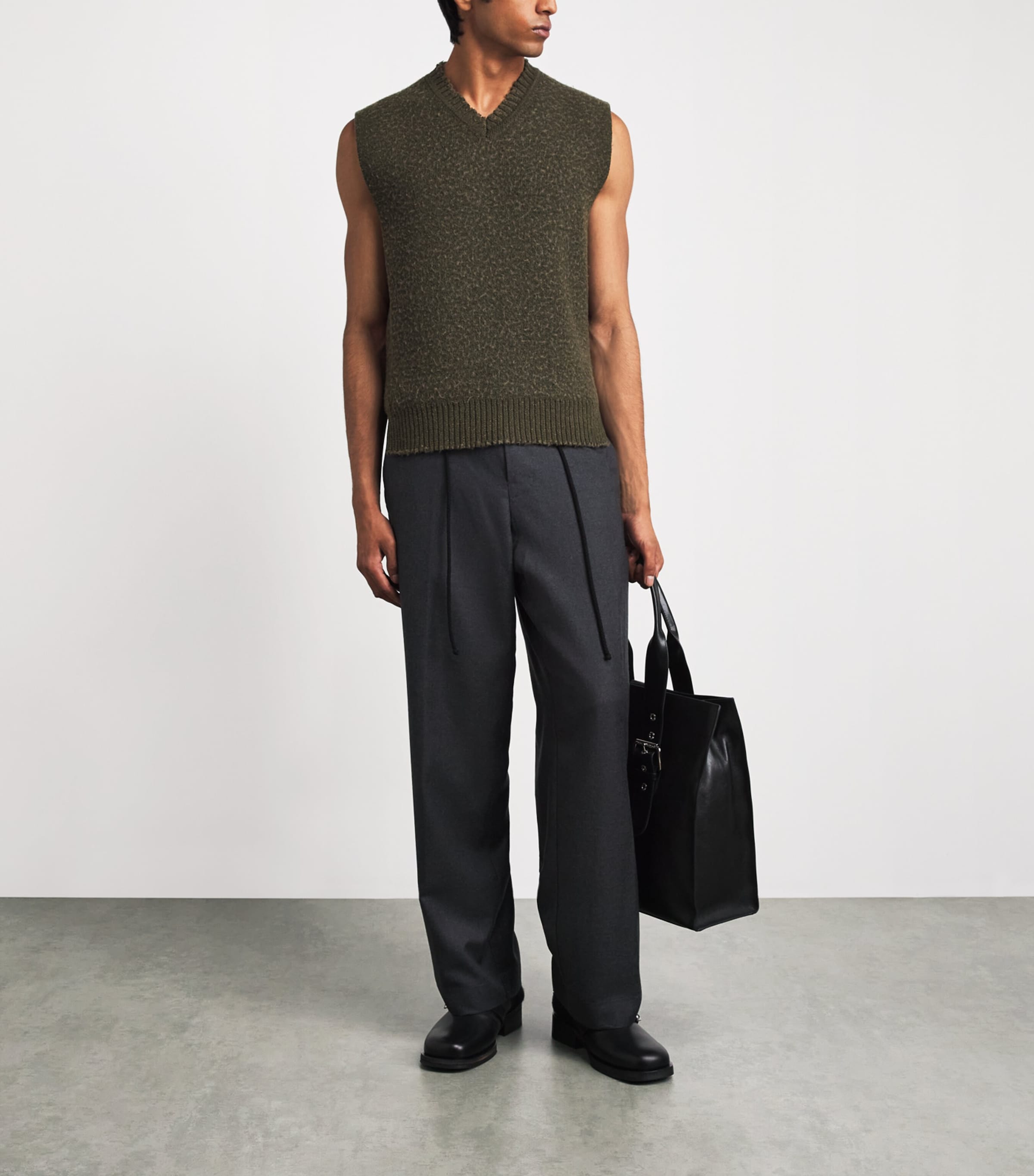 Craig Green Mens Wool-Blend Sweater Vest Green/ Khaki Image 2