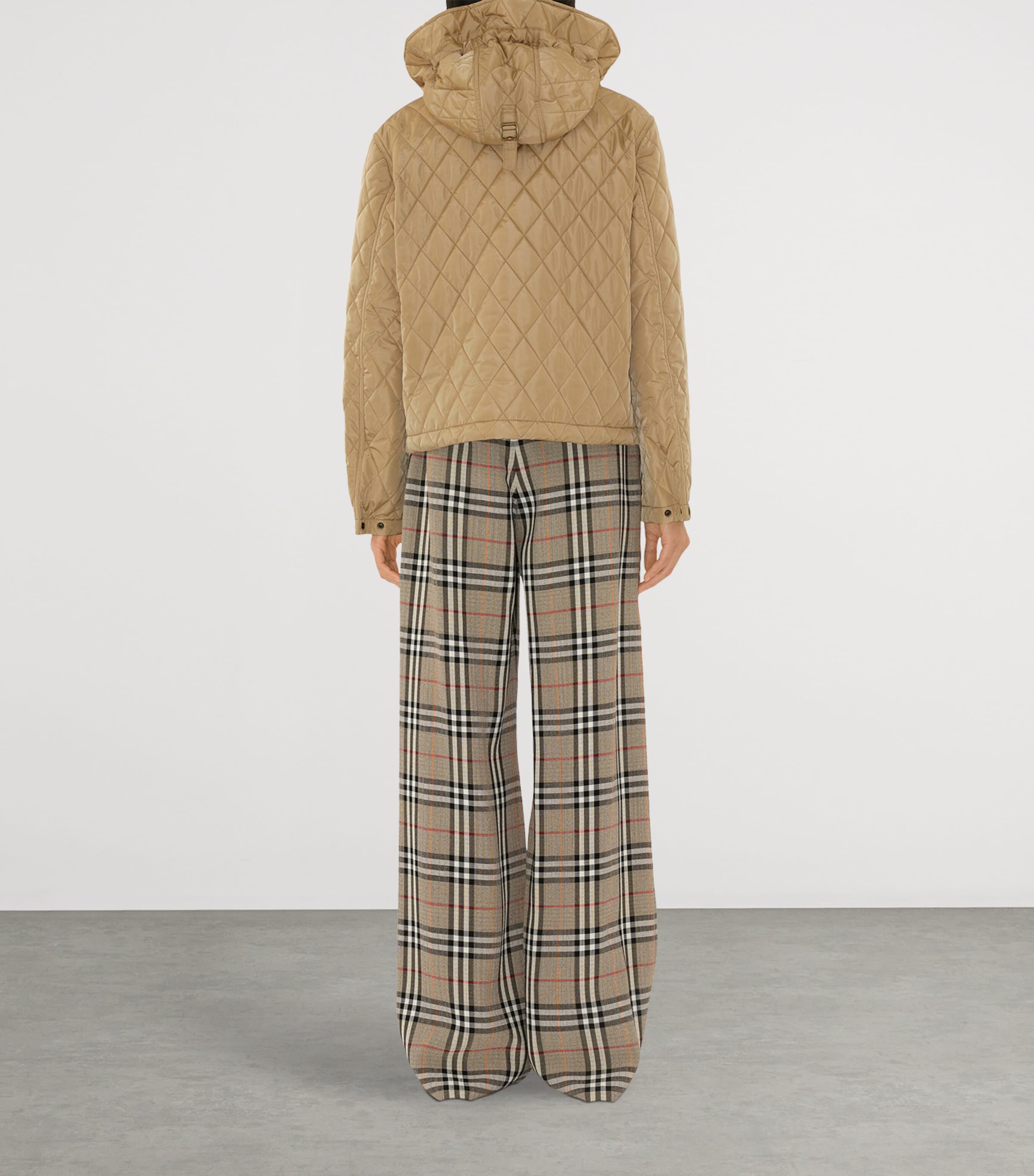 Cropped Quilted Hooded Jacket FLAX Image 4