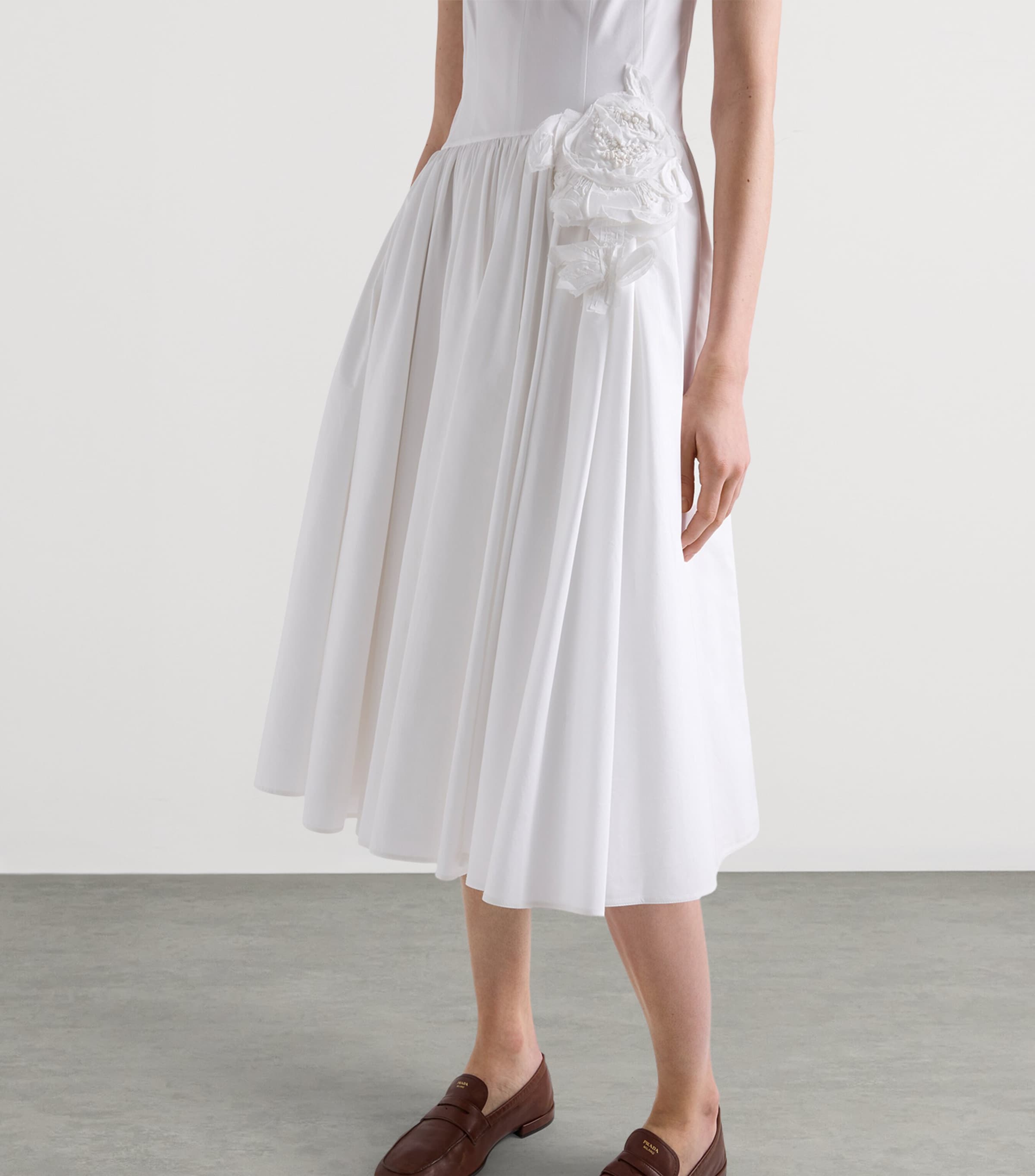 Prada Womens Cotton Poplin Midi Dress Image 3
