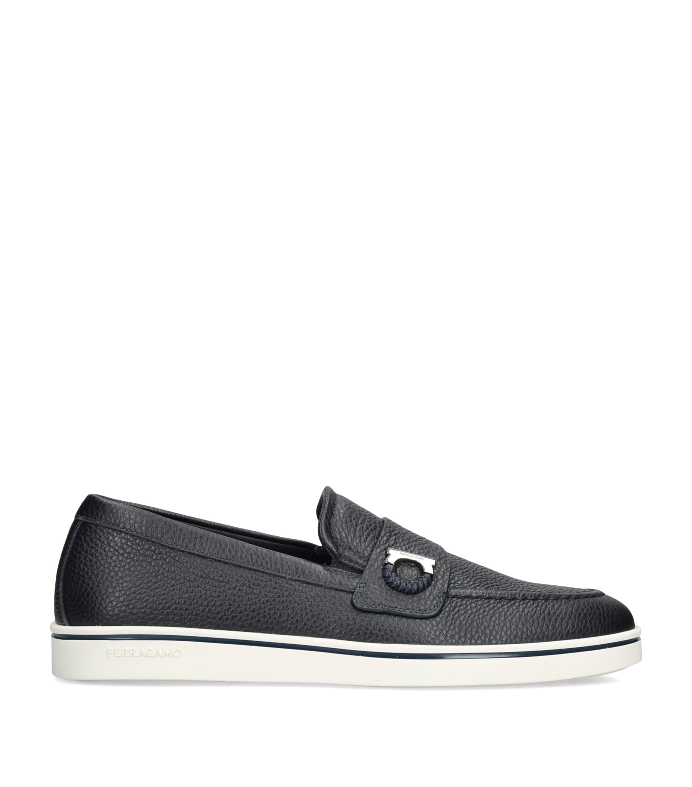 Salvatore Ferragamo Leather Tancredi Loafers Navy Image 1