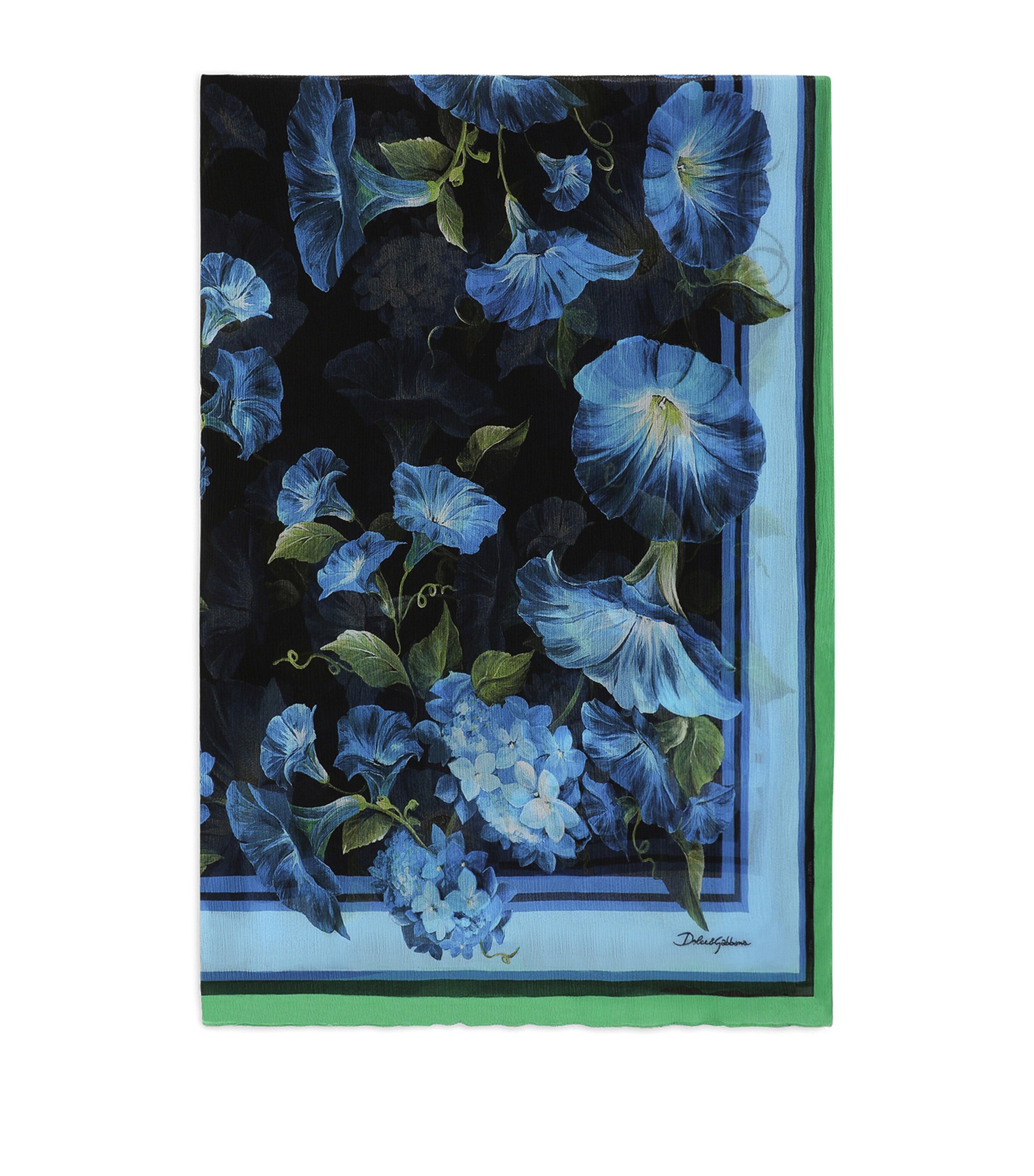 Dolce & Gabbana Silk Crepon Foulard Floral Print Scarf