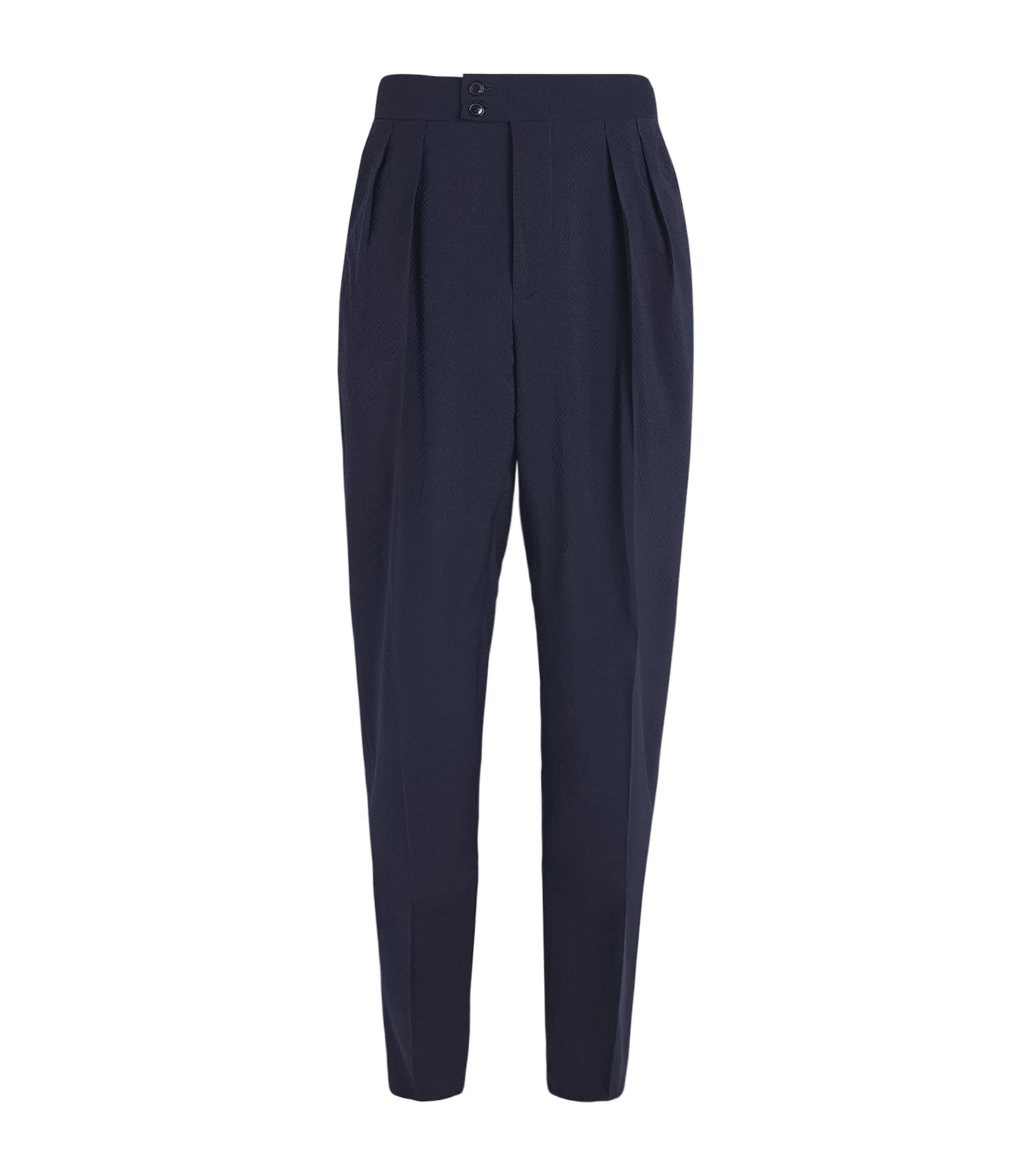 Shop Paul Smith Wool Pleated Straight Trousers In Blue