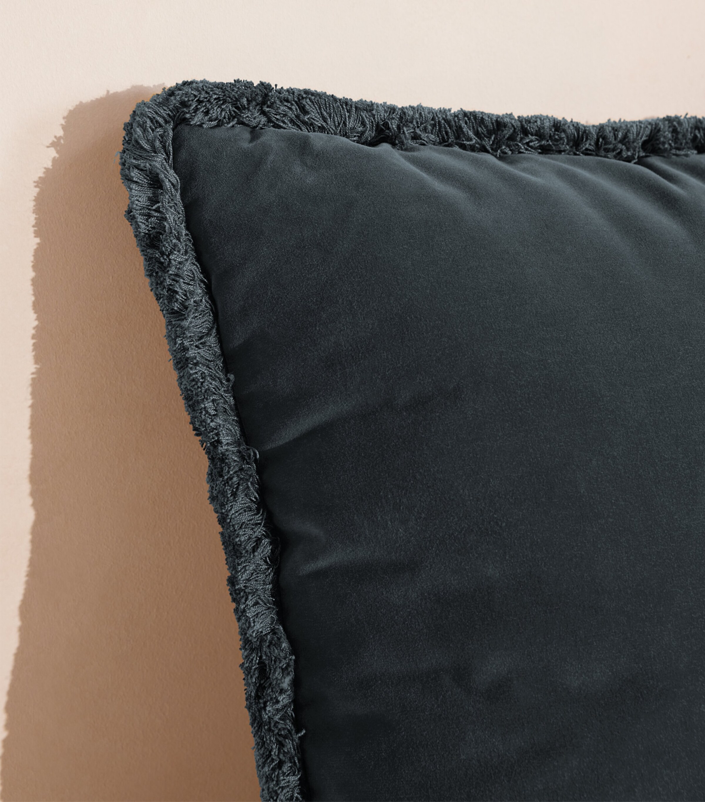 Velvet Margeaux Cushion (50cm x 50cm) GREY BLUE Image 4