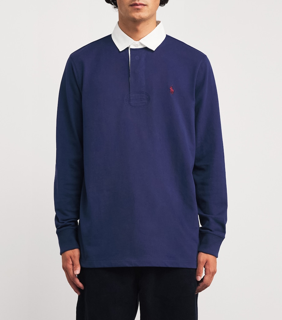 Polo Ralph Lauren Mens Cotton The Iconic Rugby Shirt Newport Navy Image 3