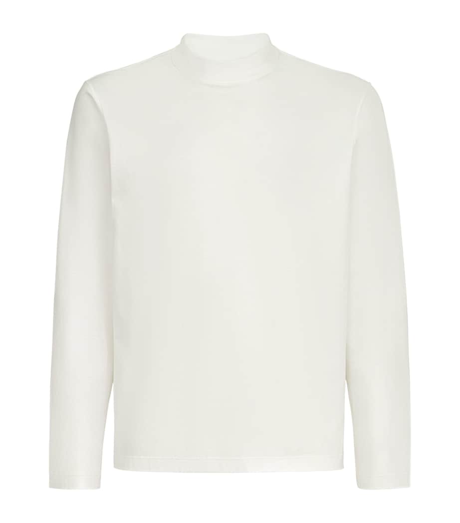 Brunello Cucinelli Mens Cotton High-Neck Long-Sleeve T-Shirt White Image 1