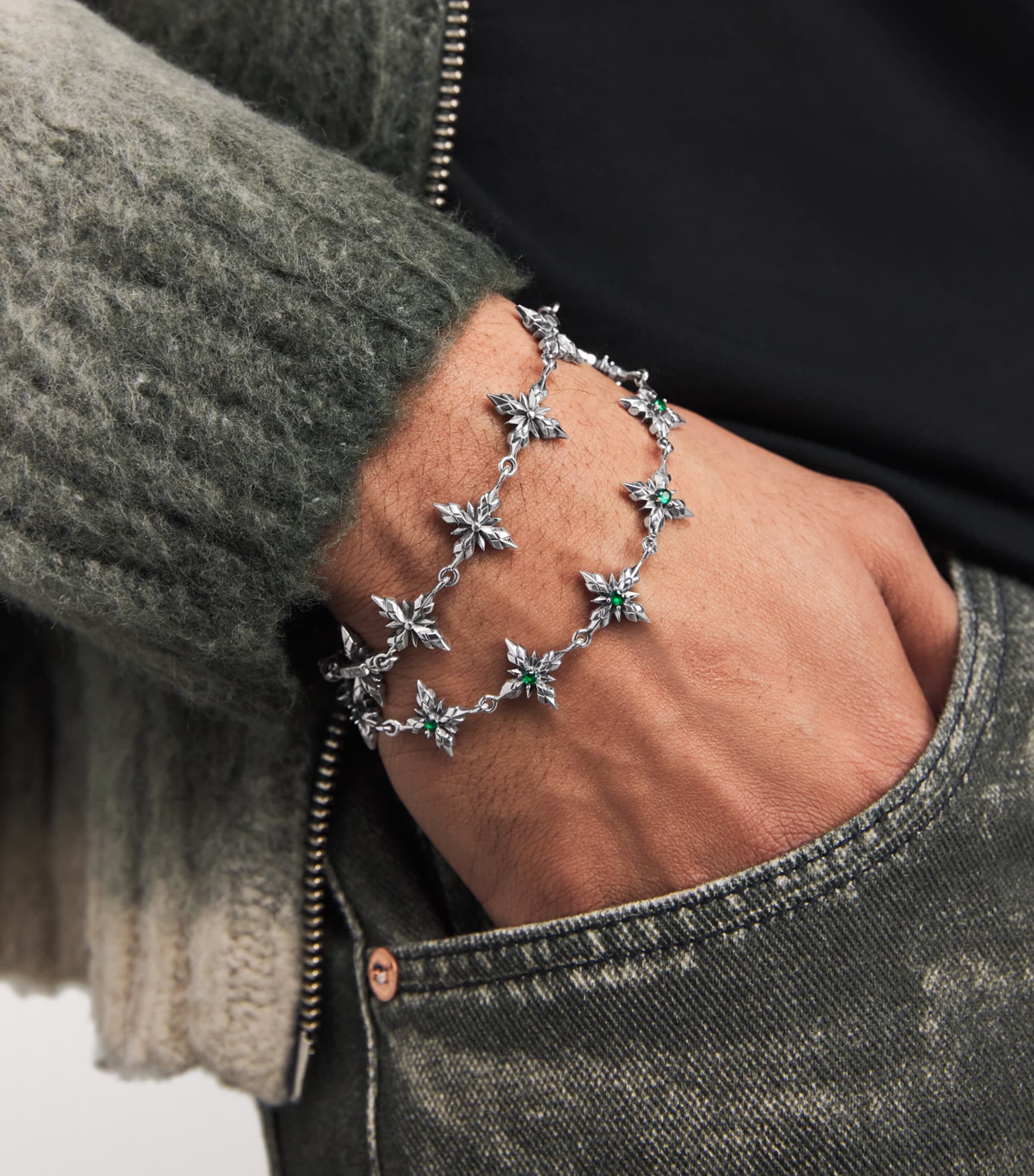 Sterling Silver Crystal Crest Bracelet SILVER Image 2