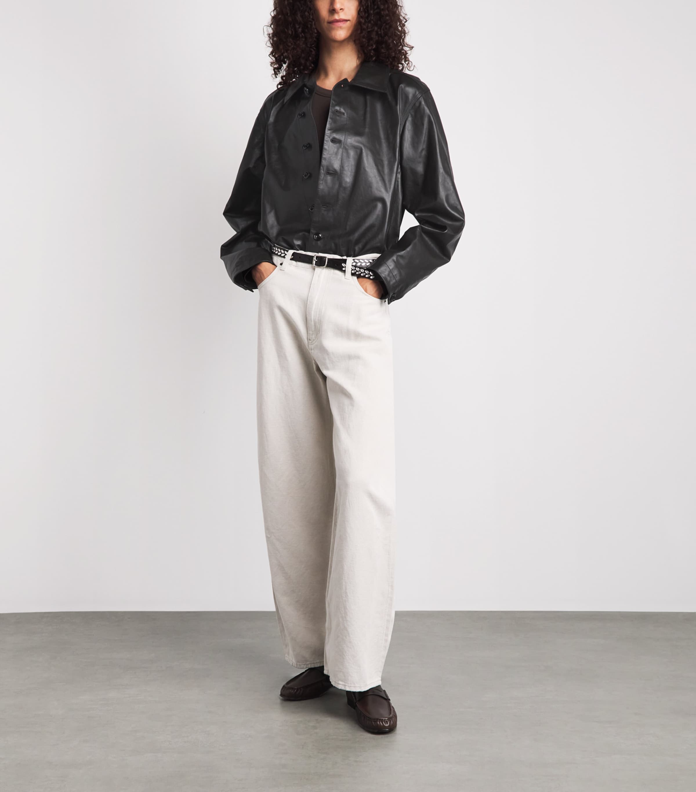 Lemaire Womens Soft Leather Blouson Jacket Dark Espresso Image 2