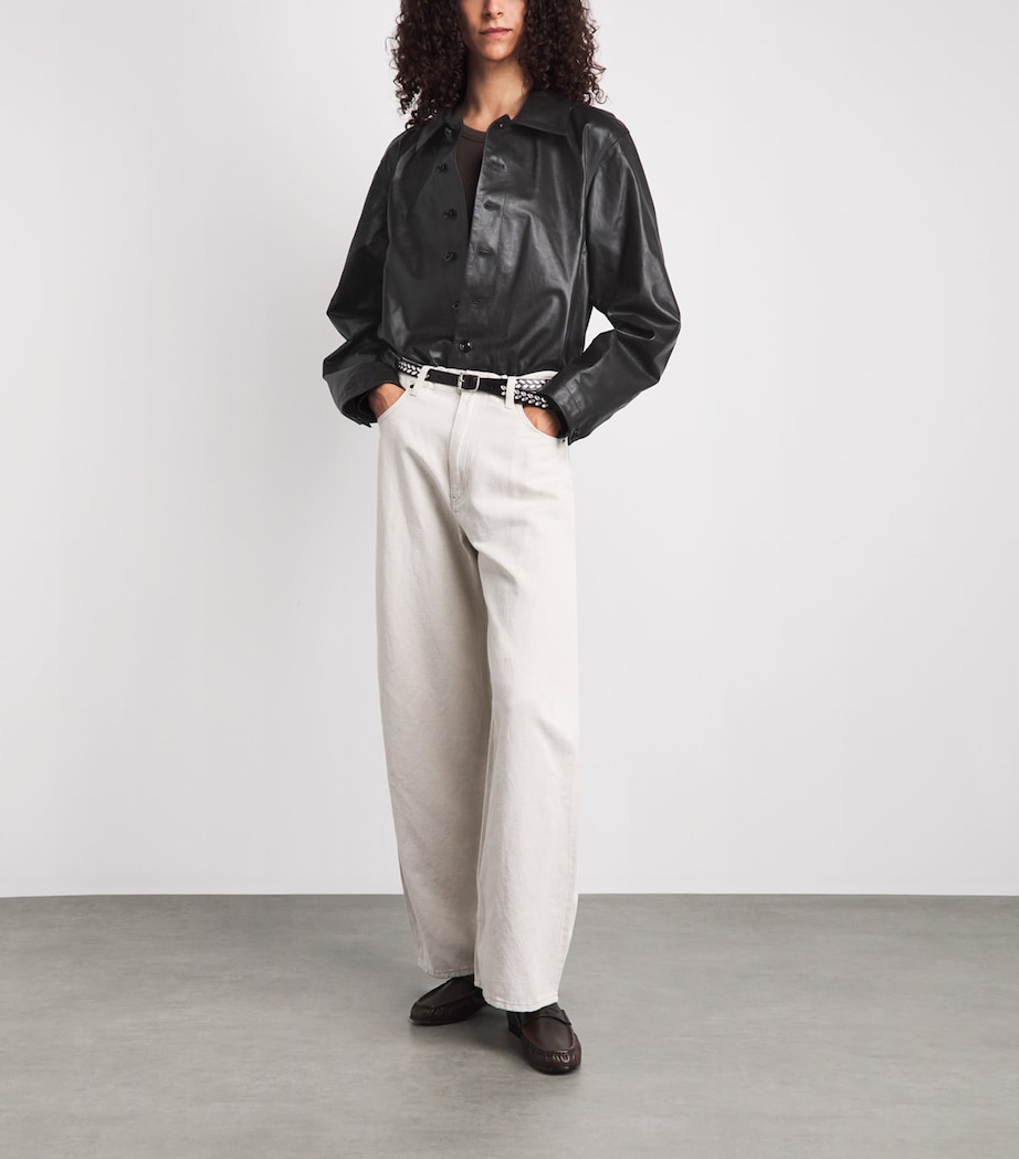 Lemaire Womens Soft Leather Blouson Jacket Dark Espresso Image 2