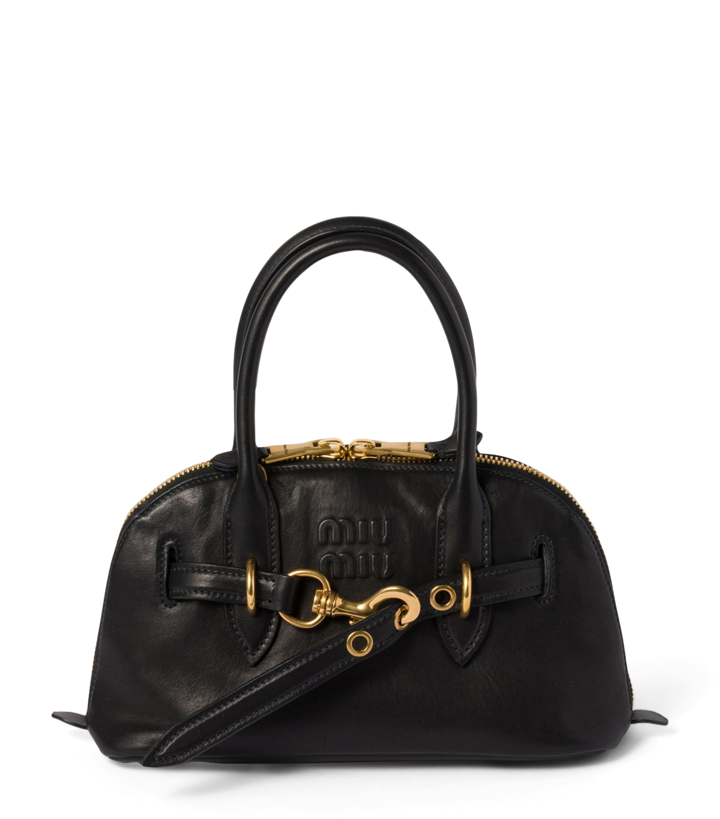 【関税&送料込】Miu Miu Black Leather Mini Aventure Handbag Black Aventure Nappa Leather Bag | Miu Miu