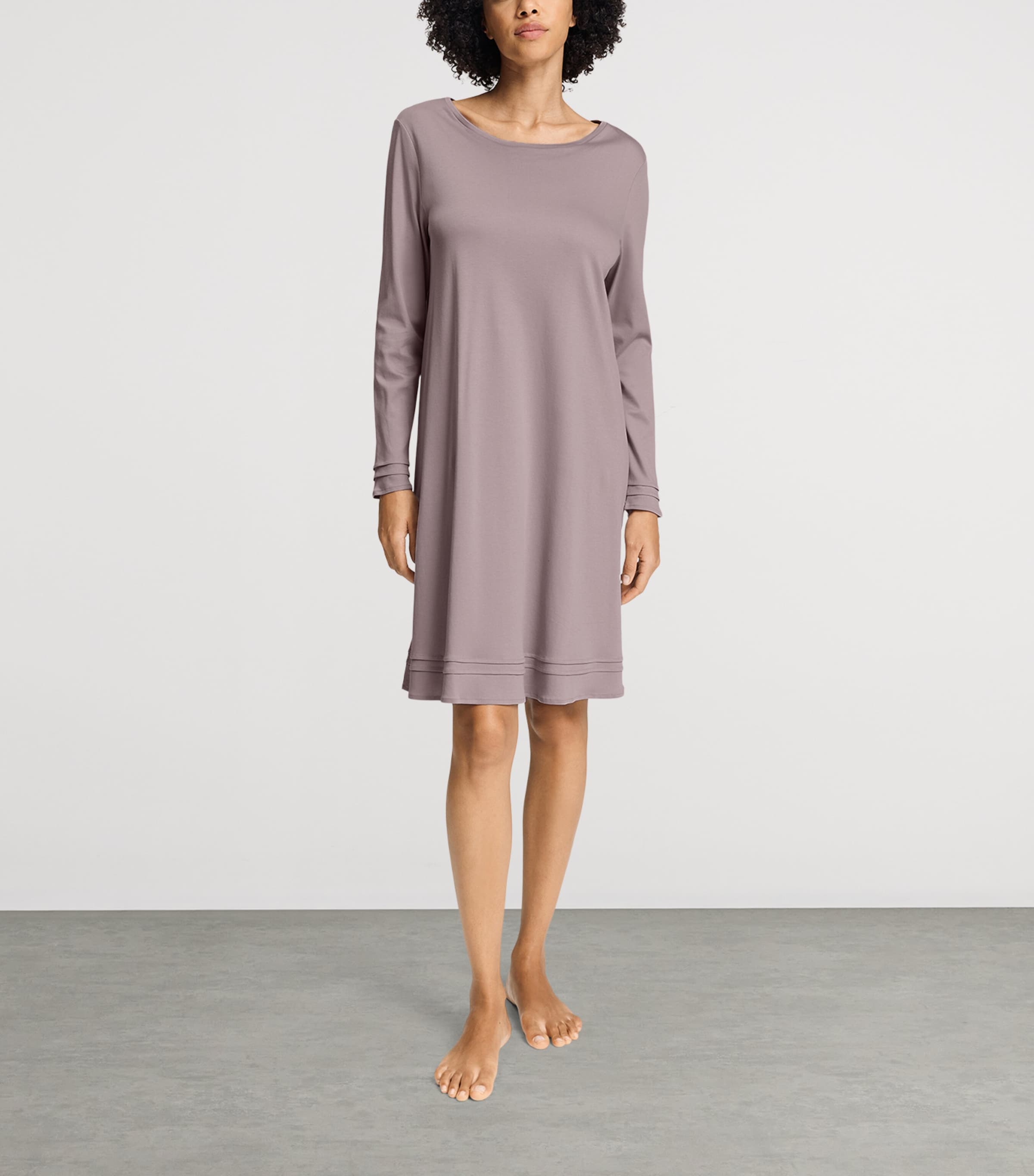 Hanro Womens Cotton Long-Sleeve Nightdress Stormy Rose Image 2