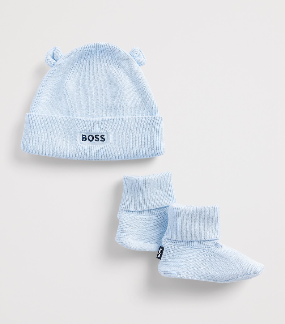 BOSS Kidswear Cotton Hat and Slippers Set Pale Blue Image 2