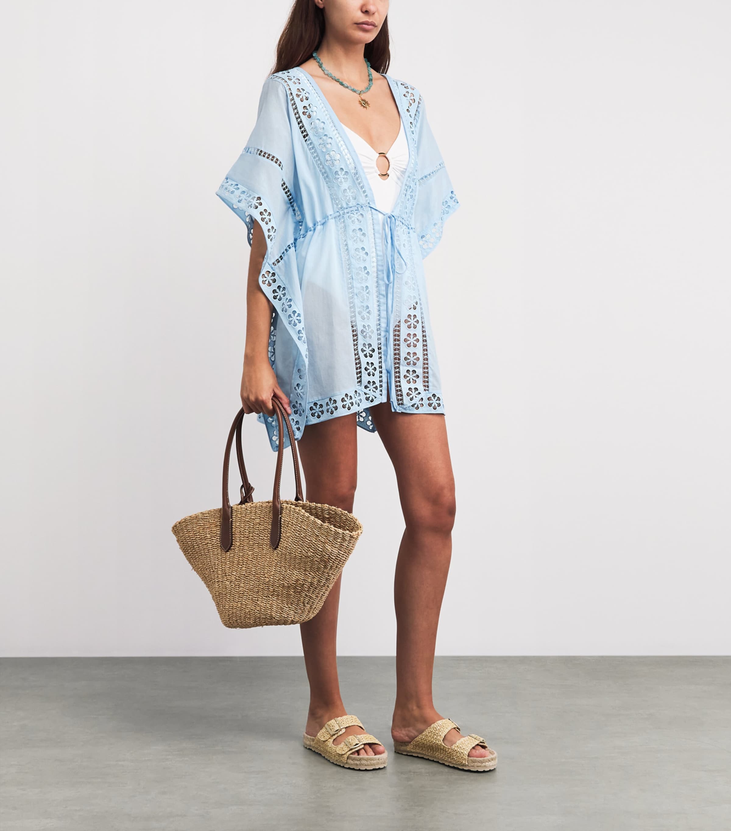 Charo Ruiz Ibiza Womens Cotton Voile Masie Kaftan Blue Artic Image 2