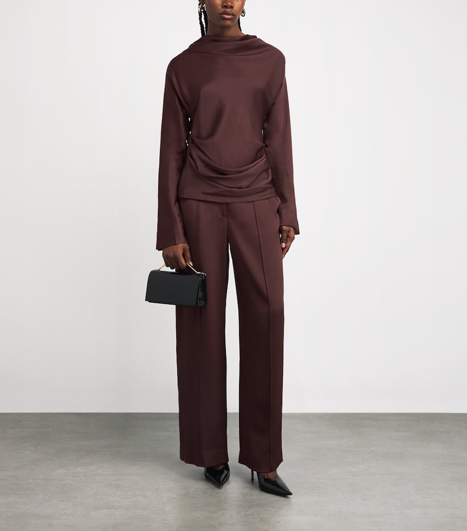 Satin Wide-Leg Kyra Trousers MAHOGANY Image 2