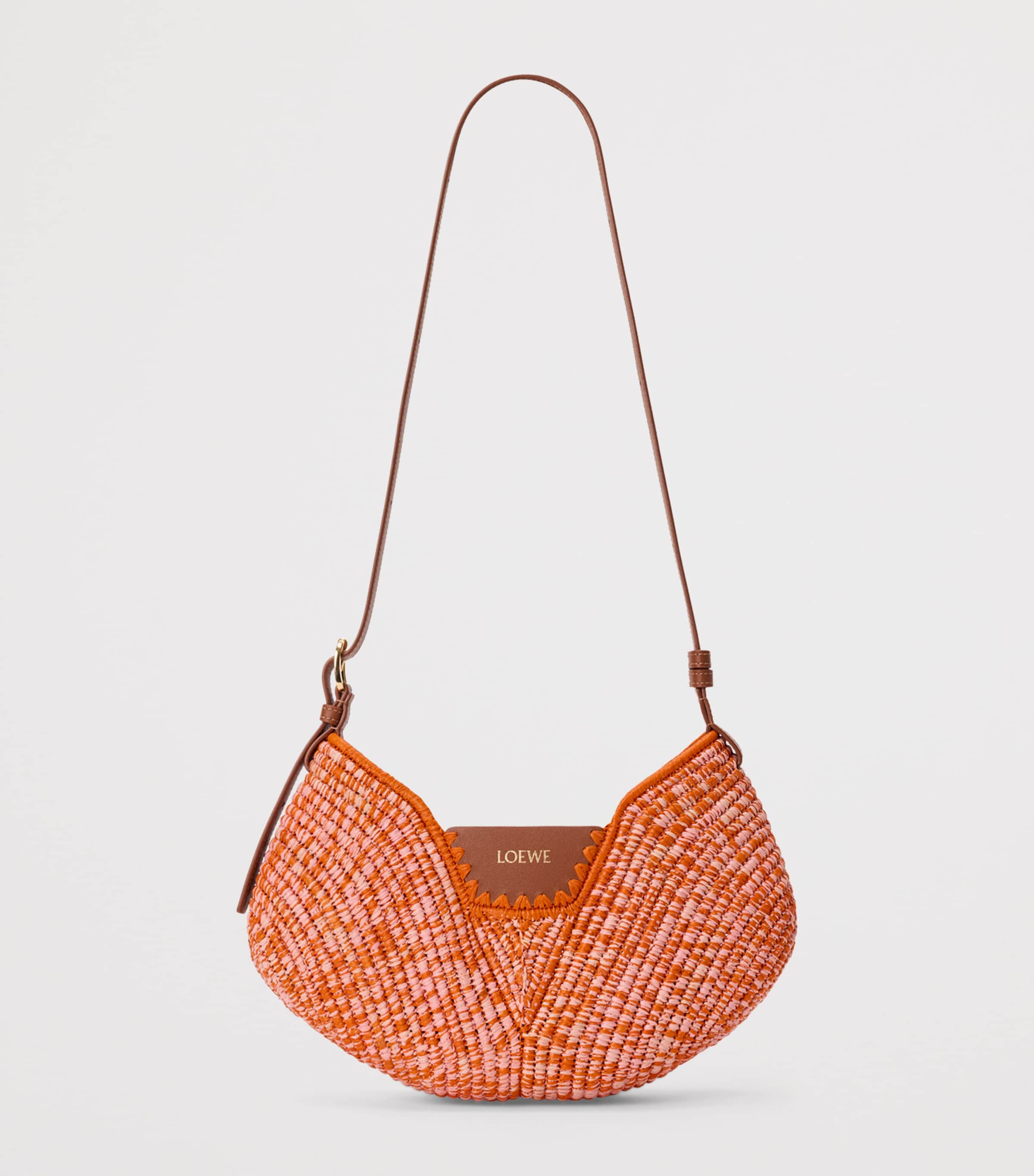 LOEWE x Paula's Ibiza Medium Raffia Swing Shoulder Bag Bright Orange/pink Image 6
