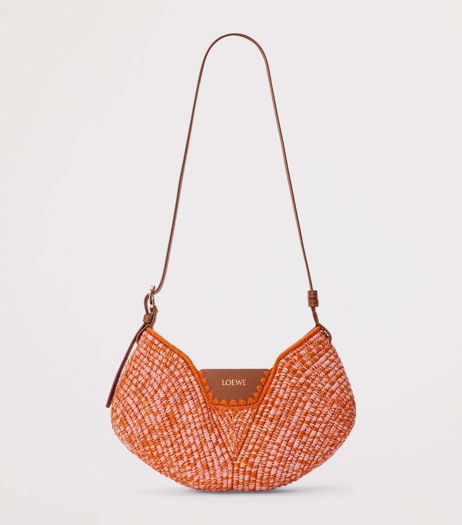 LOEWE x Paula's Ibiza Medium Raffia Swing Shoulder Bag Bright Orange/pink Image 6
