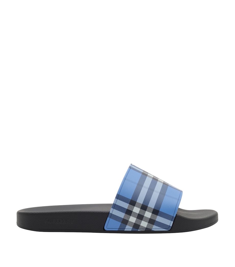Burberry Check Slides Cornflower Blu Ip Ck Image 1