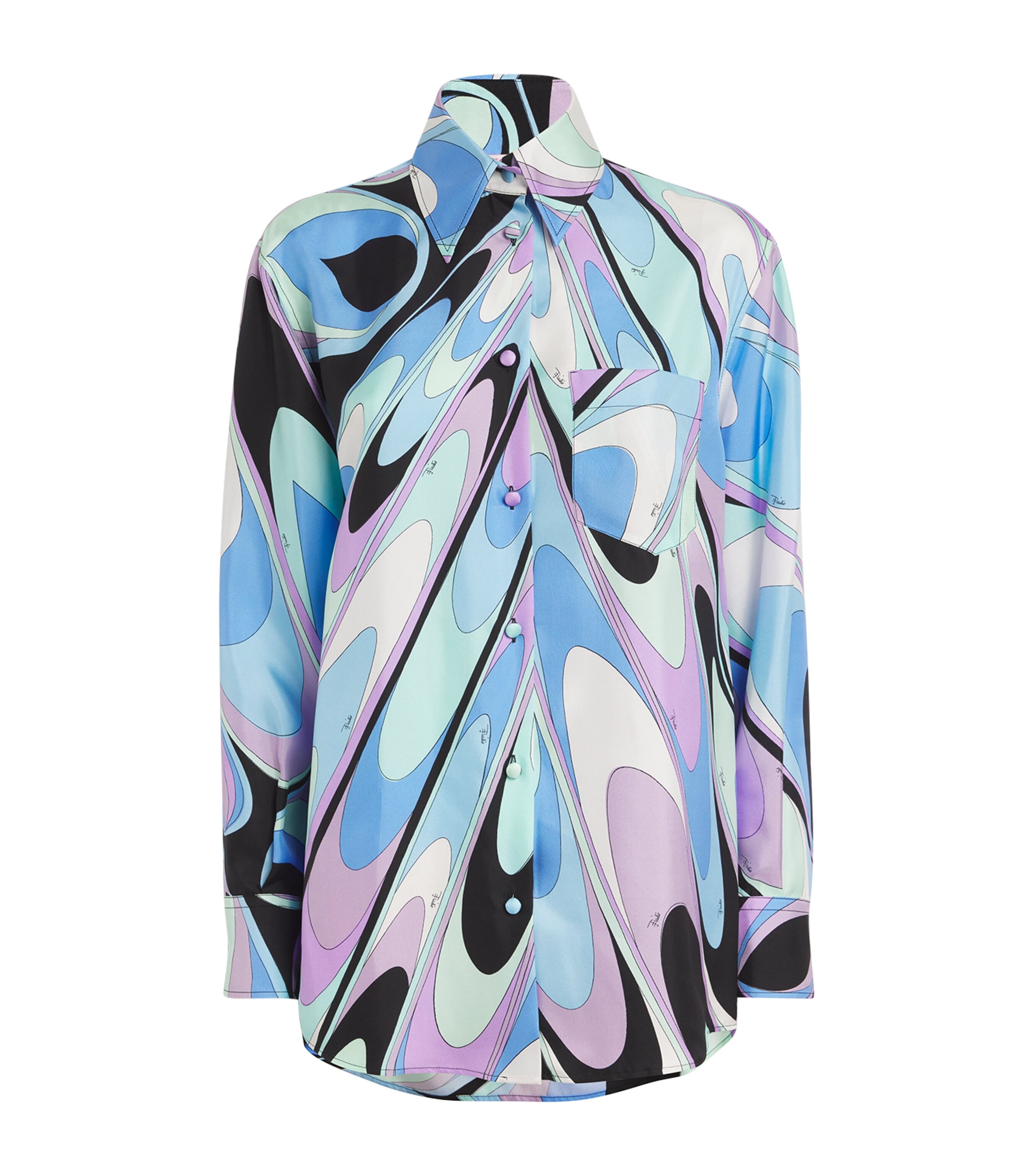 Pucci Silk Printed Shirt In Purple