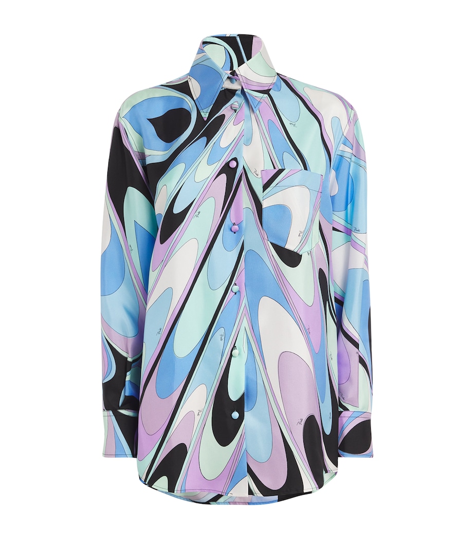 PUCCI Womens Silk Printed Shirt Celeste Image 1