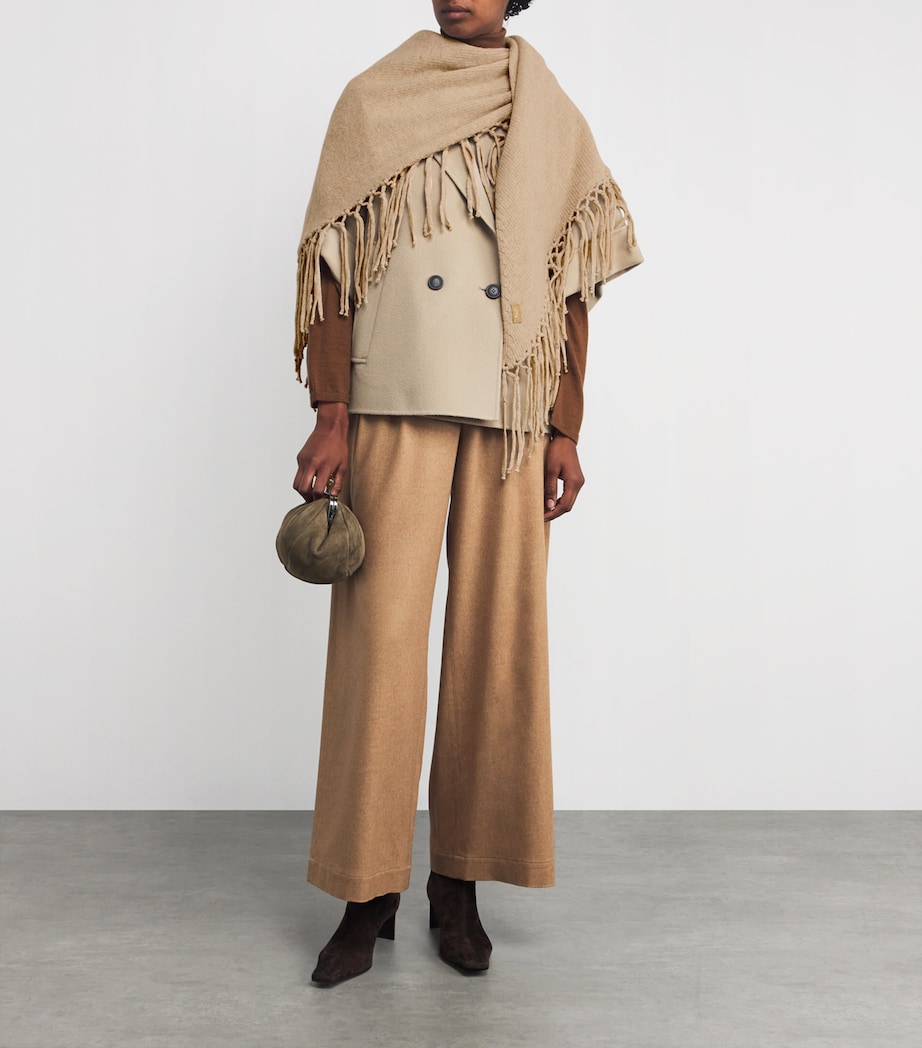 Virgin Wool Fringed Shawl CAMEL Image 2