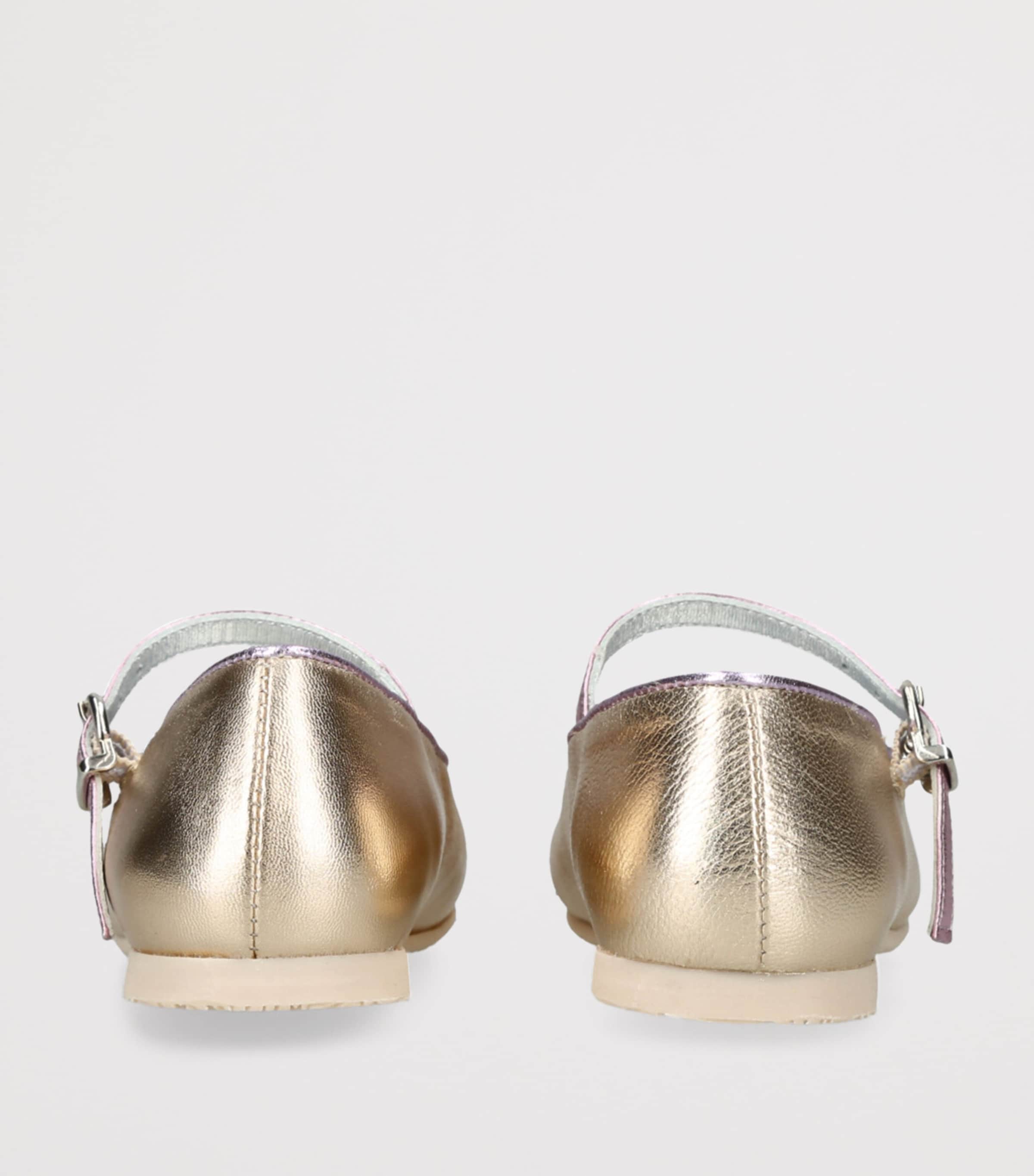 Leather Butterfly Embroidered Ballet Flats GOLD Image 2