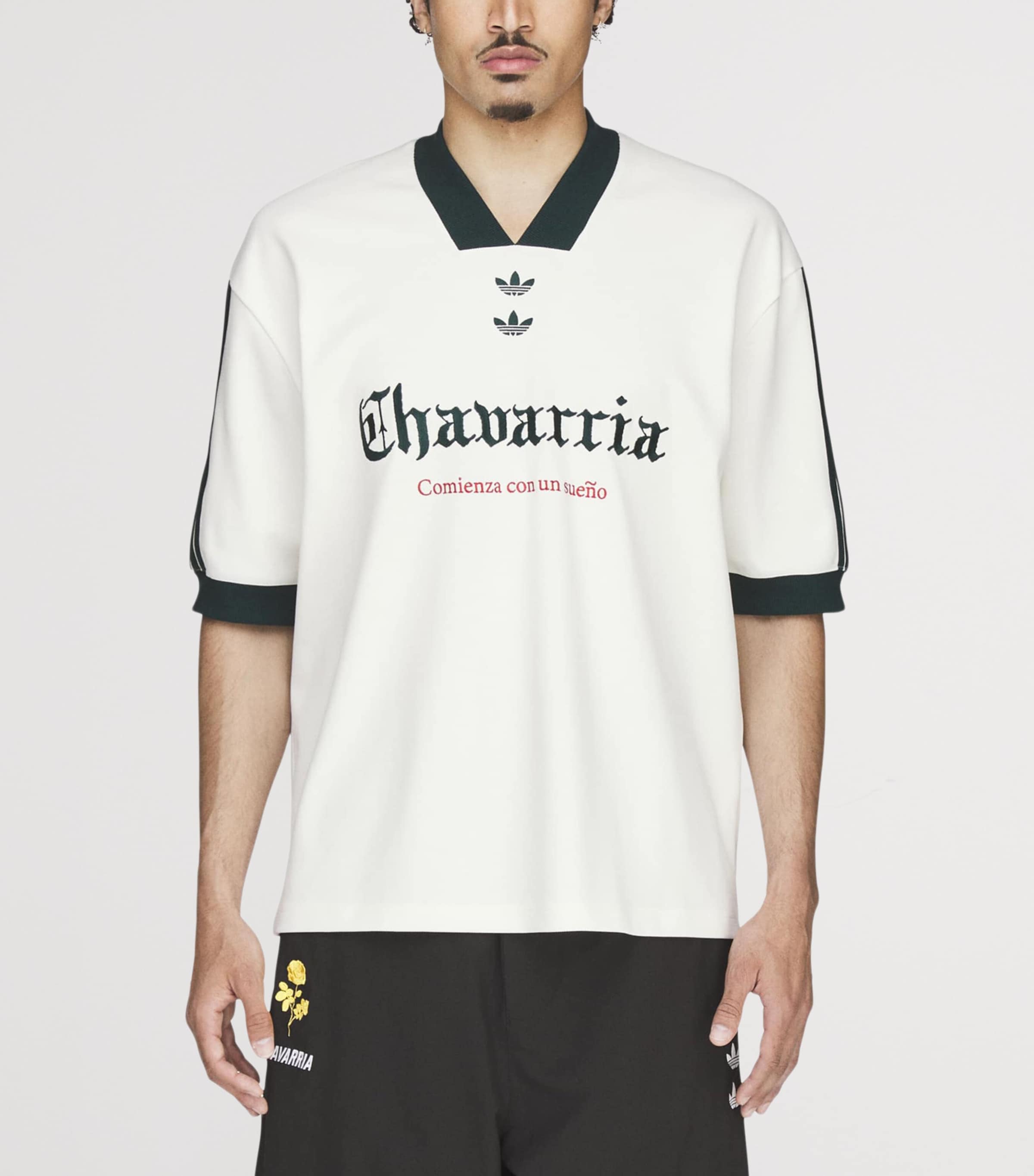 Willy Chavarria Mens x adidas Originals Soccer T-Shirt Off White Image 3