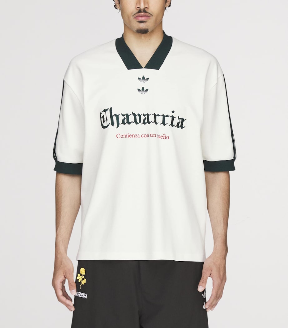 Willy Chavarria Mens x adidas Originals Soccer T-Shirt Off White Image 3
