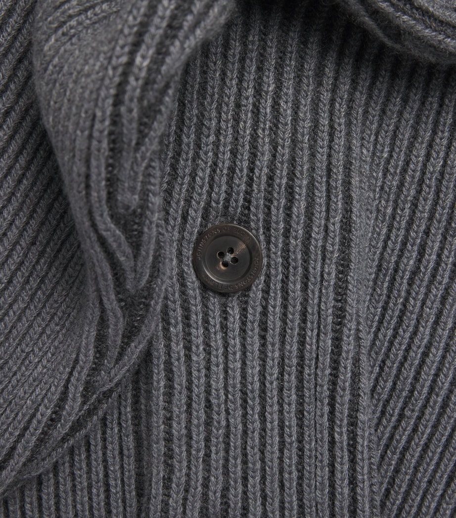 Johnstons Of Elgin Mens Cashmere Shawl Cardigan Crane Grey Image 6
