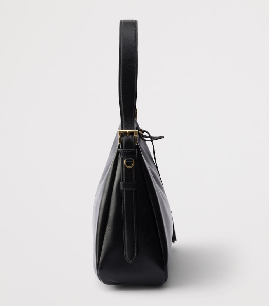 Prada Medium Leather Aimée Shoulder Bag Black Image 5