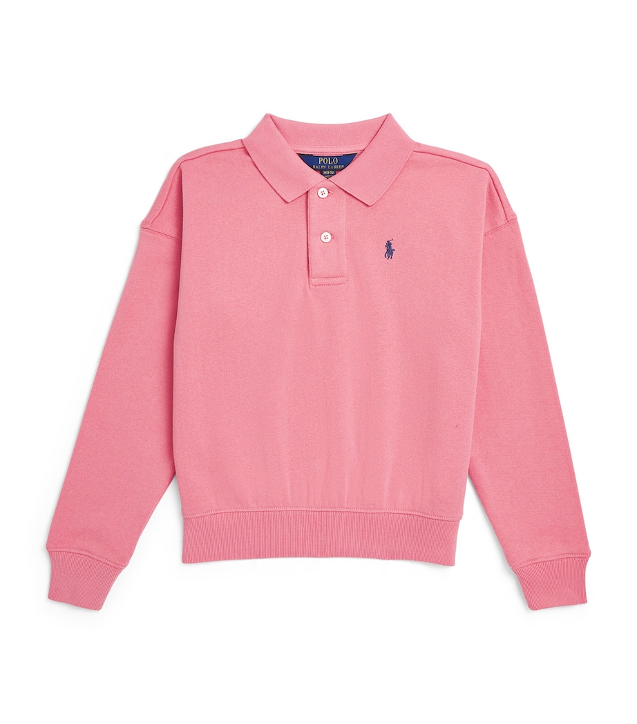 Ralph Lauren Kids Cotton Button-Up Sweatshirt (7-14 Years) Faded Peony Image 1