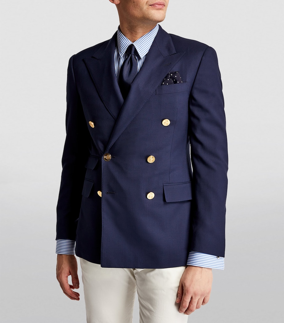 Ralph Lauren Purple Label Silk Polka-Dot Pocket Square Navy Image 3