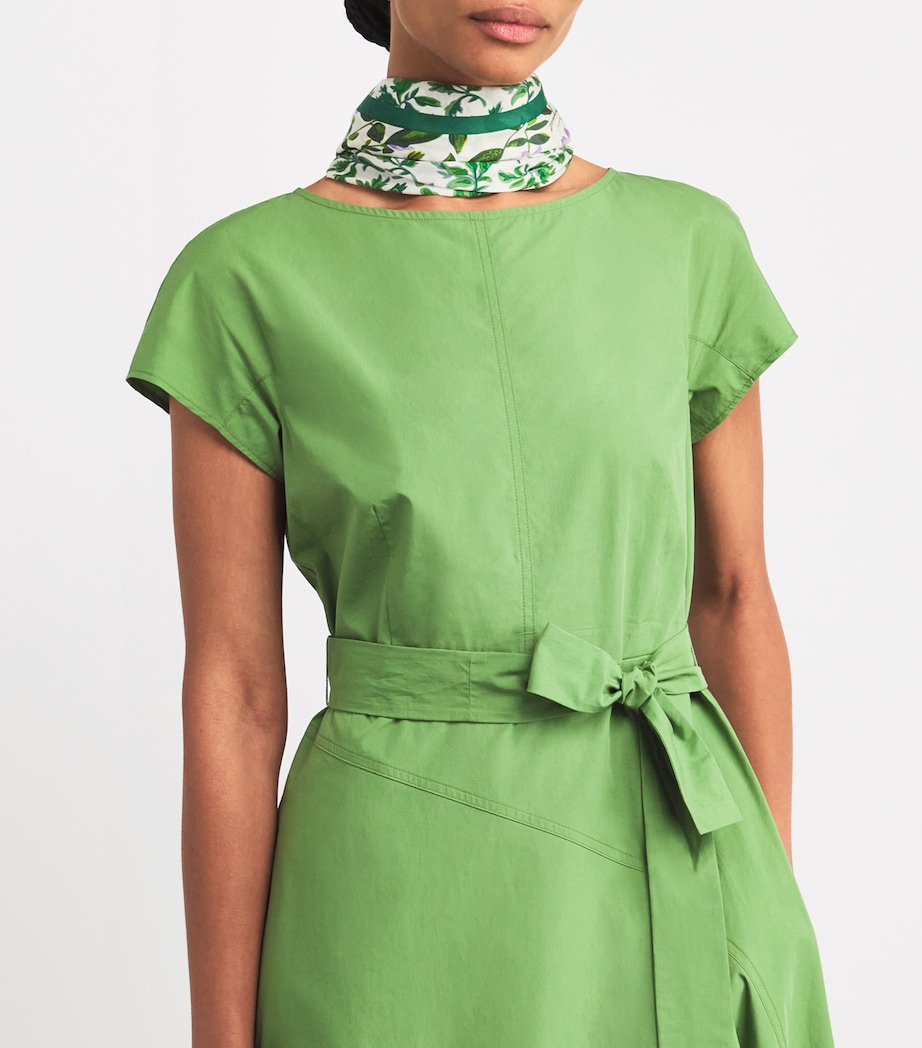 Modal-Silk Patterned Stole Scarf GREEN Image 4