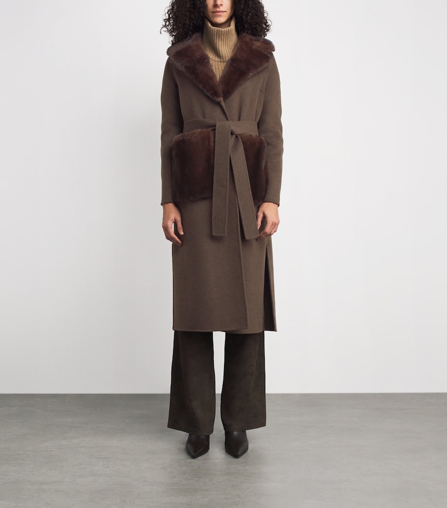 Cashmere-Mink Belted Long Coat 204 Image 3