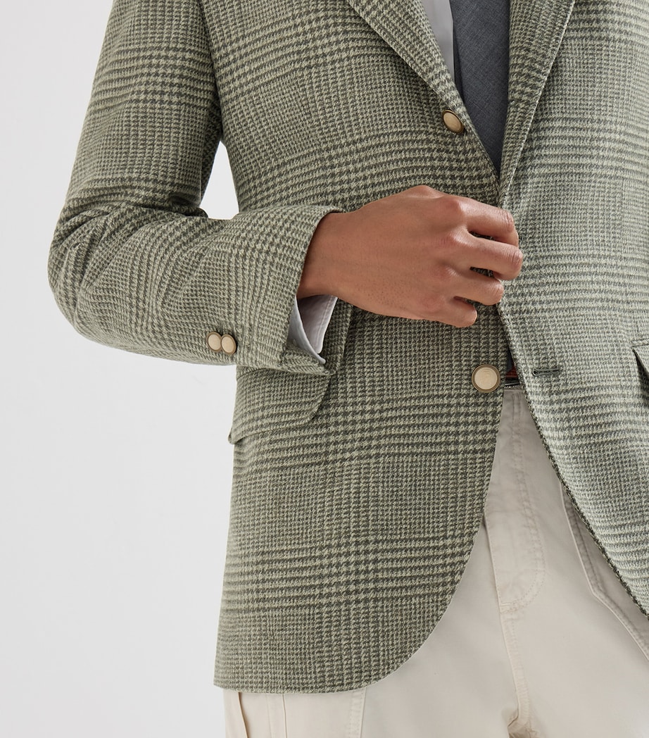 Brunello Cucinelli Mens Wool-Cashmere-Blend Check Blazer Image 6