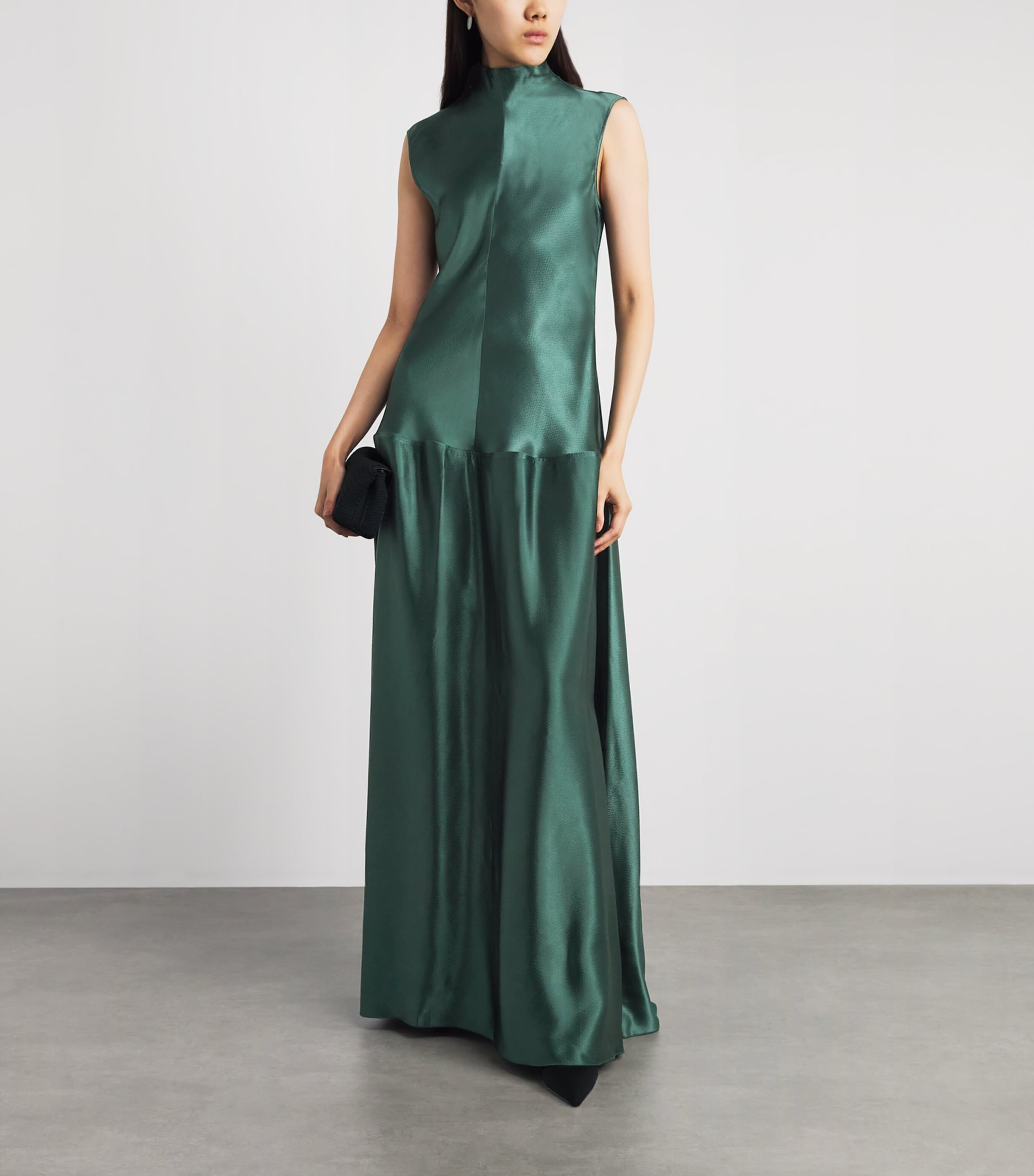 FFORME Womens Satin Akriti Maxi Dress Evergreen Image 2