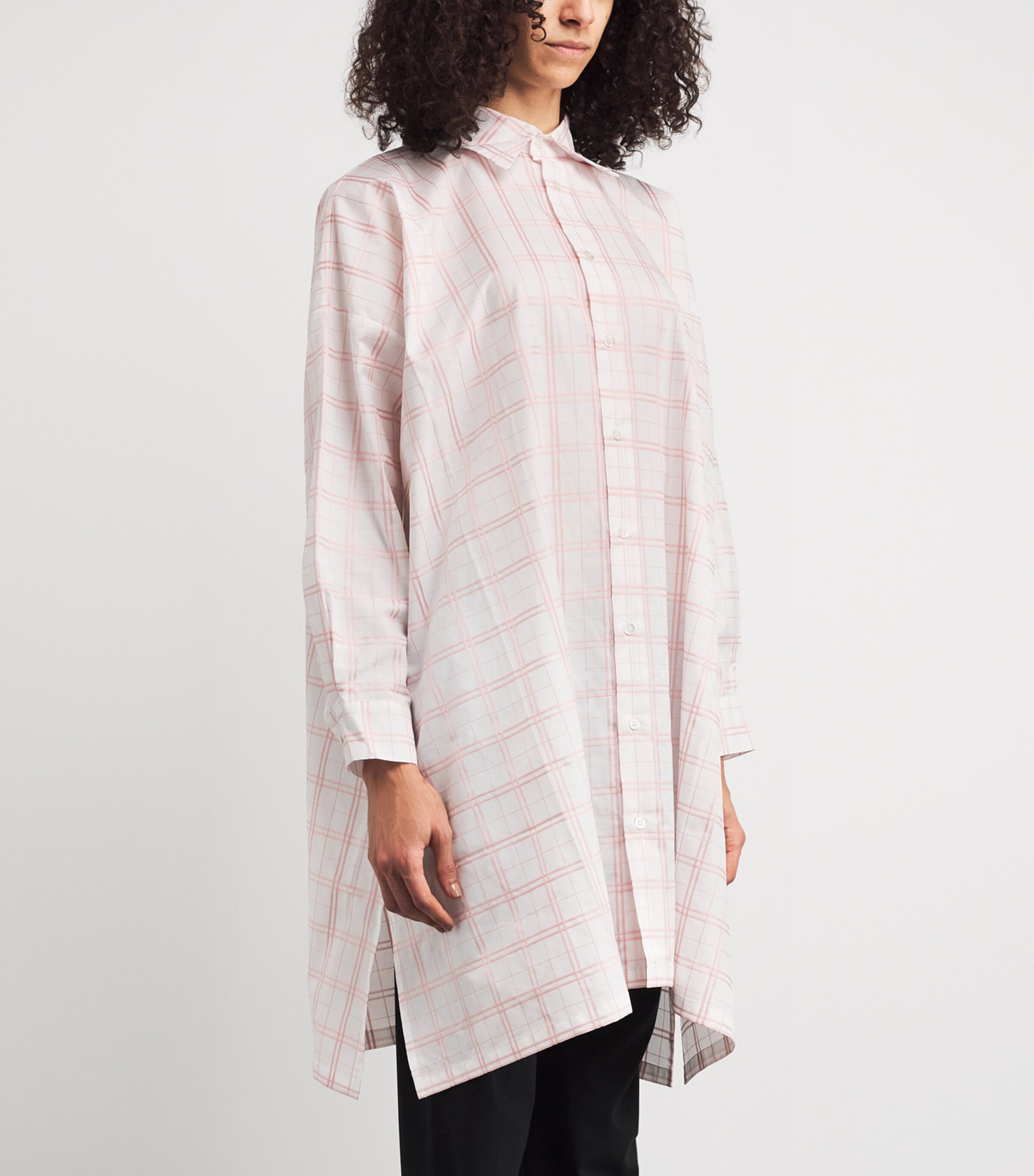 Jacquard Check Wide A-Line Shirt PNKCHK Image 3