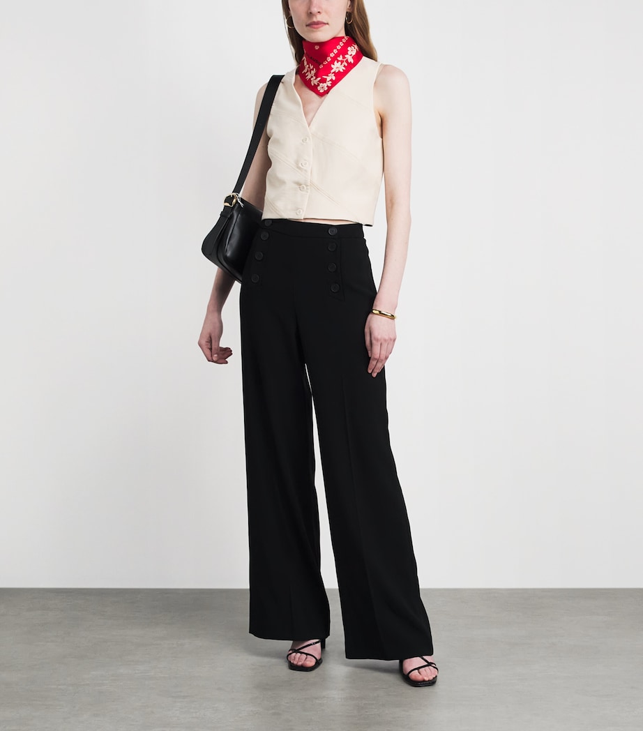 Claudie Pierlot Womens Lace-Trim Waistcoat Vanilla Image 2