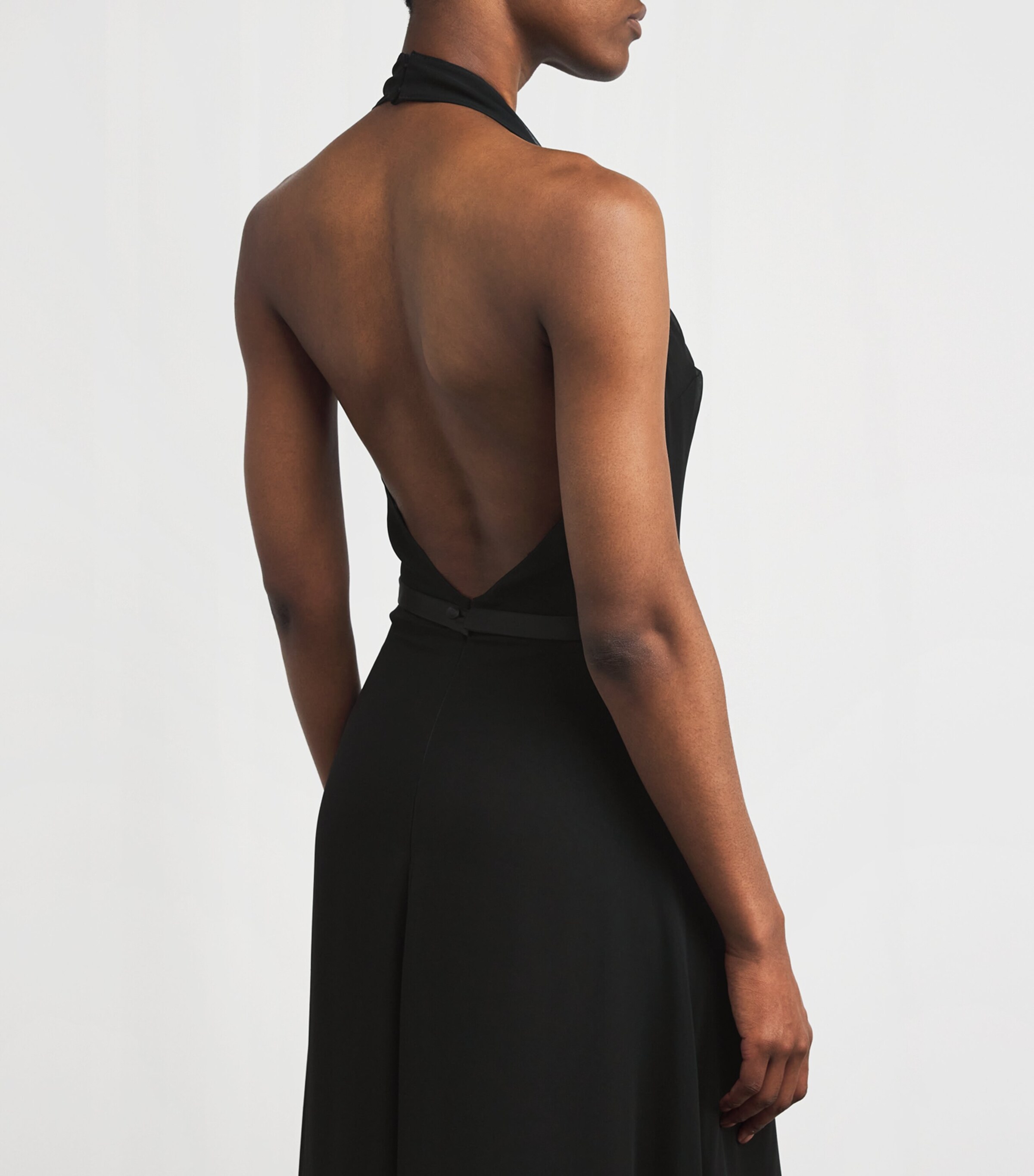 Safiyaa Black Chiffon Belted Morgana Gown | Harrods RS