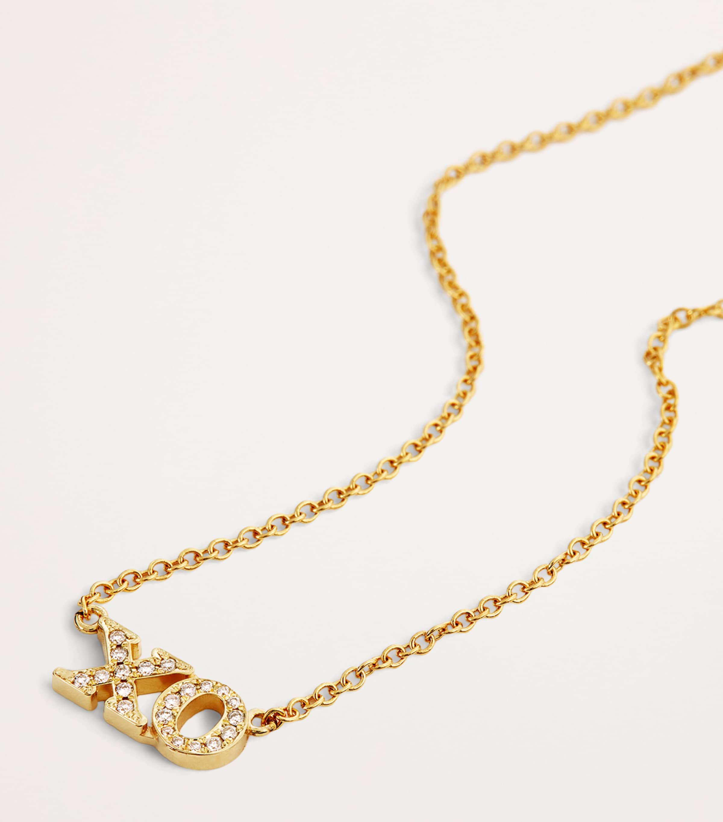 Yellow Gold and Diamond XO Necklace YELLOW GOLD Image 5